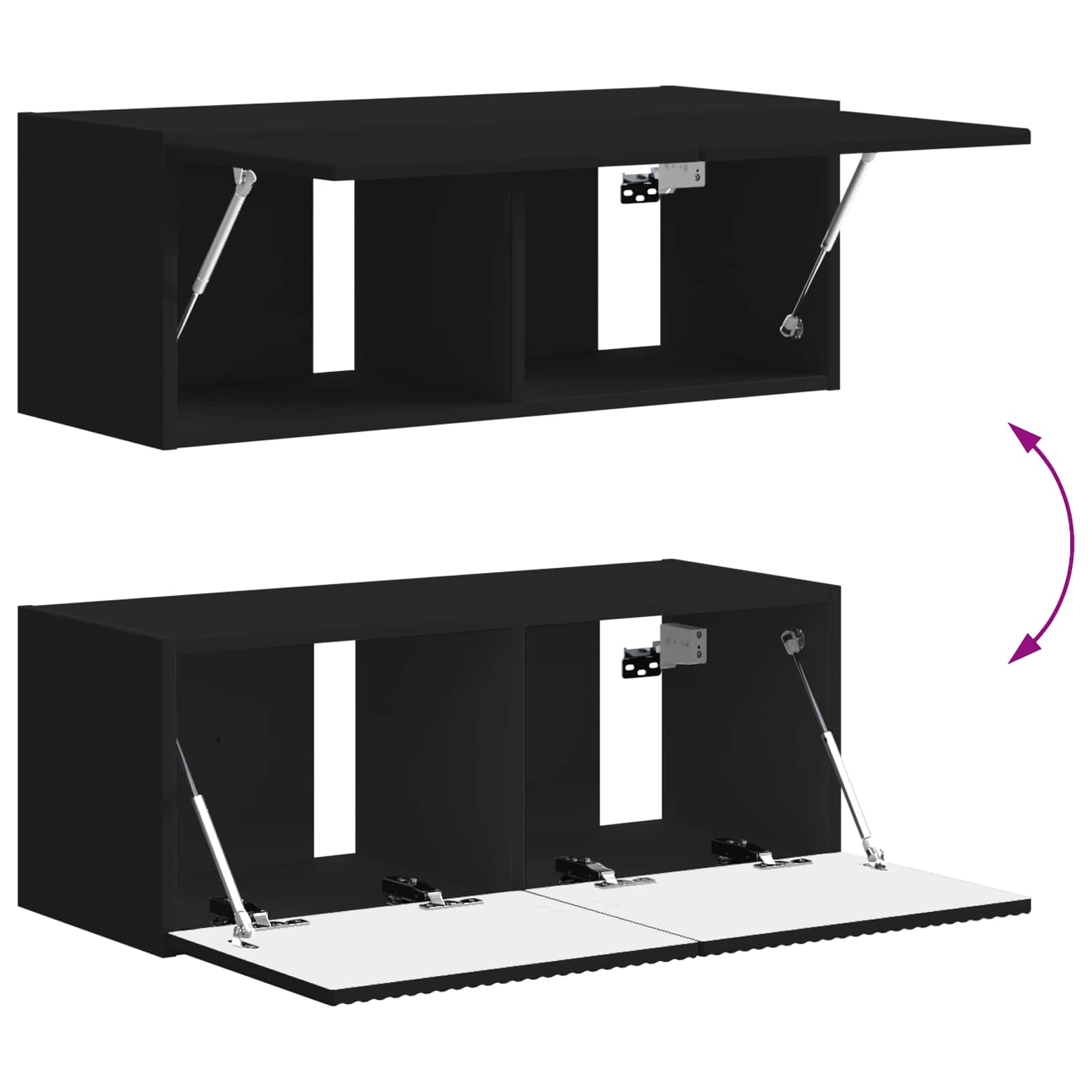 Ensemble meuble TV Montage mural 4 pcs Noir Bois d'ingénierie