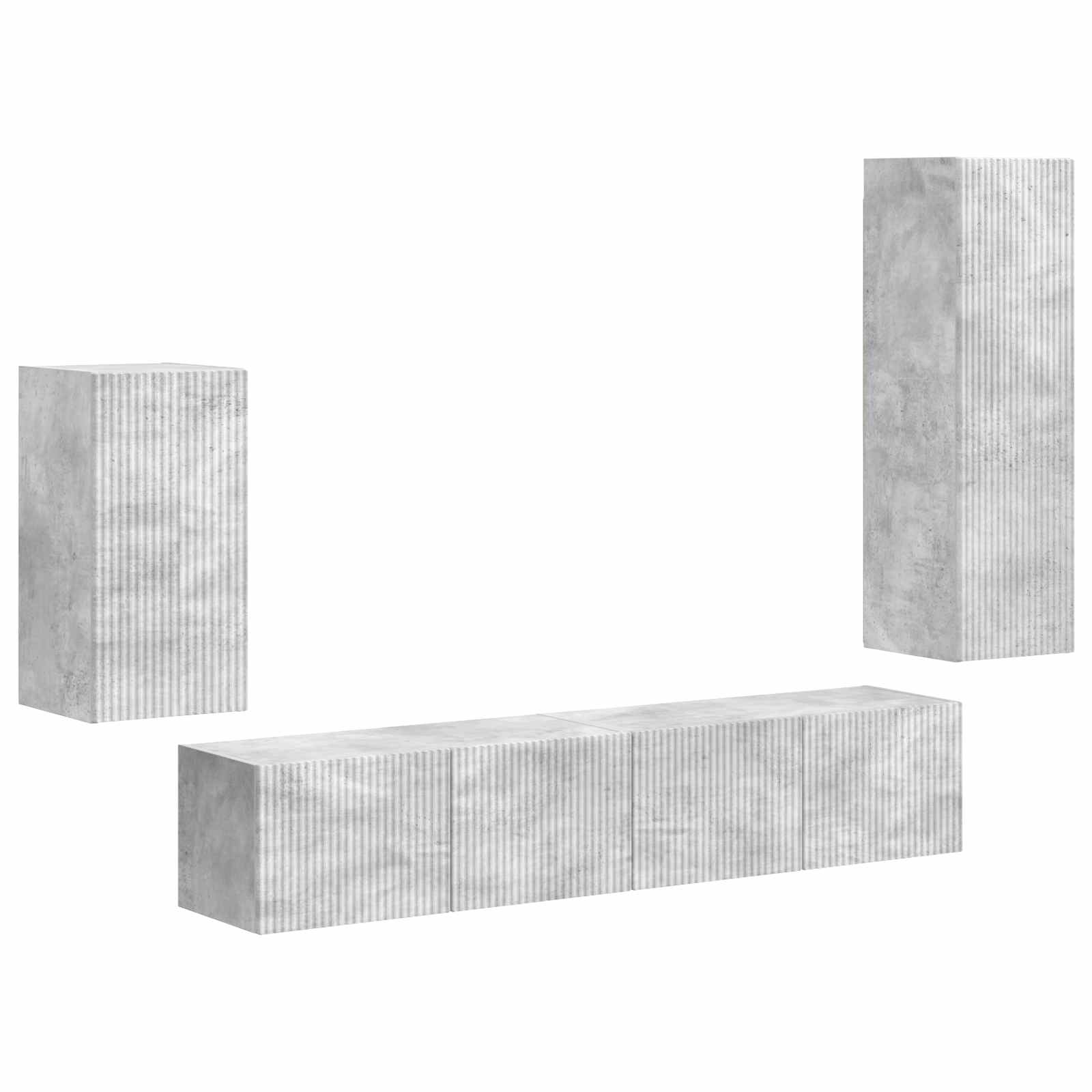 Ensemble meuble TV 4 pc Gris béton Bois d'ingénierie