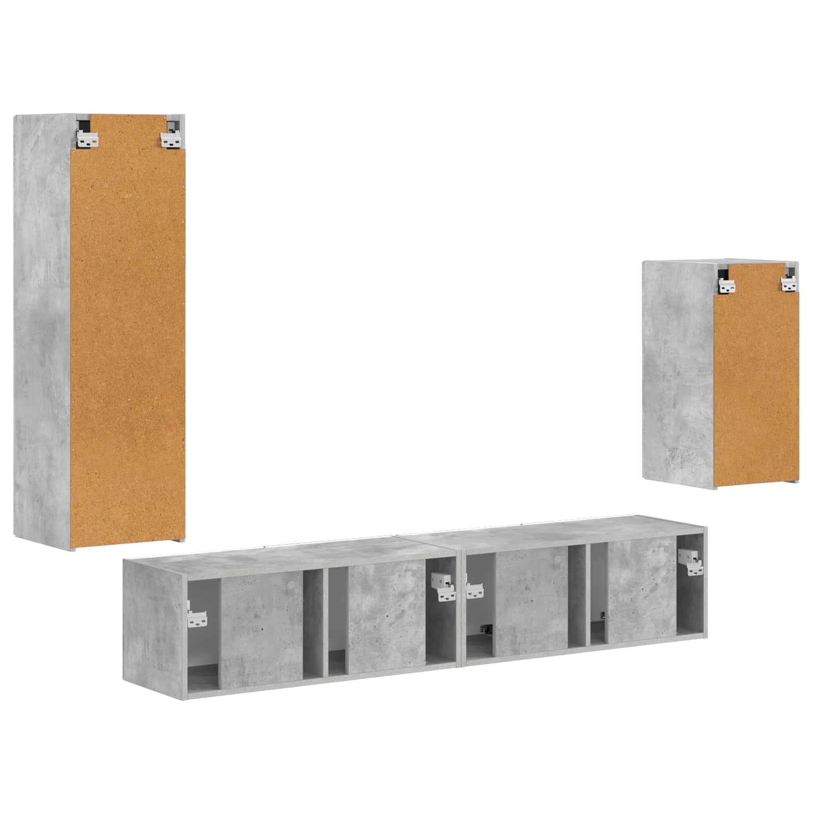 Ensemble meuble TV 4 pcs Gris béton Bois d'ingénierie - XIOS