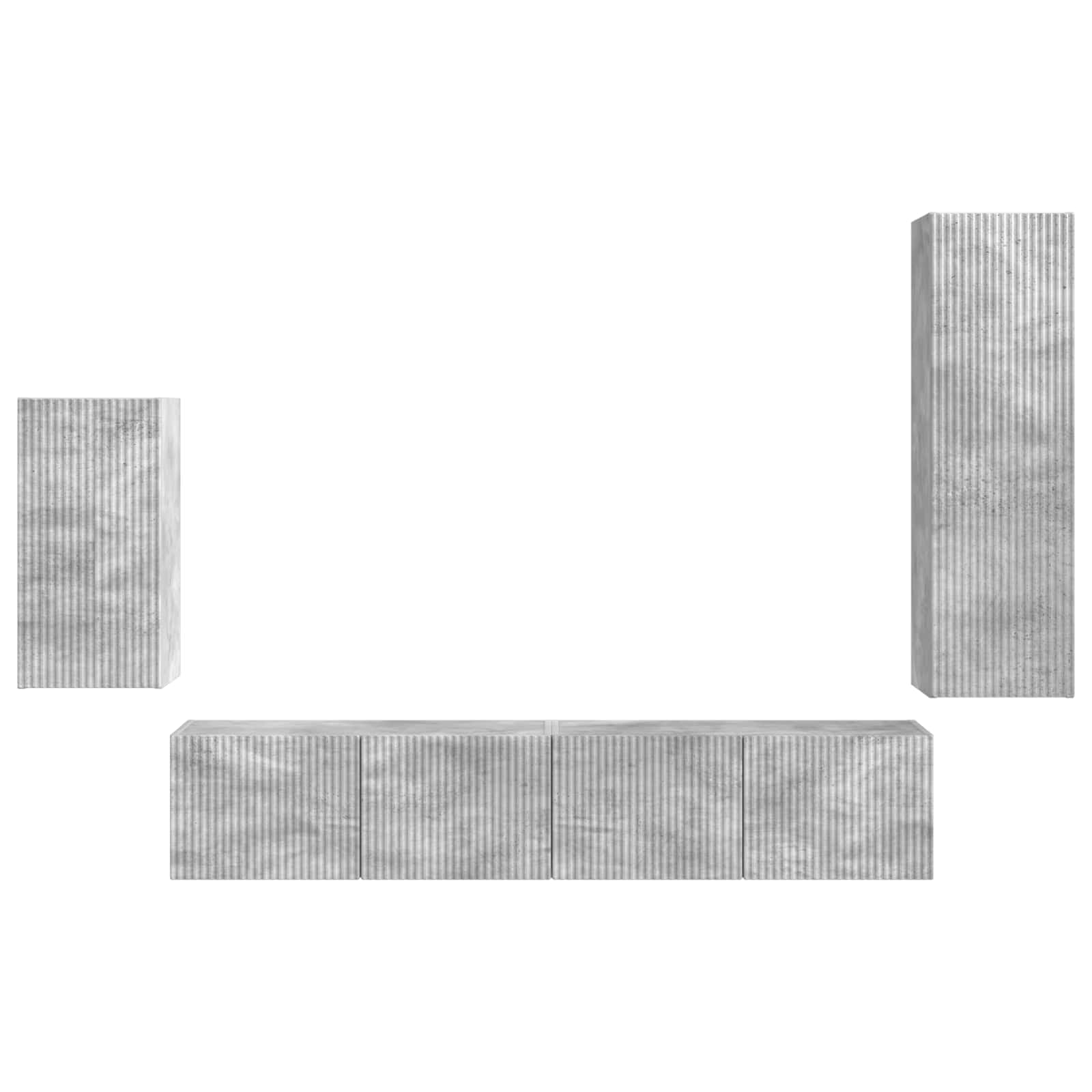 Ensemble meuble TV 4 pcs Gris béton Bois d'ingénierie - XIOS