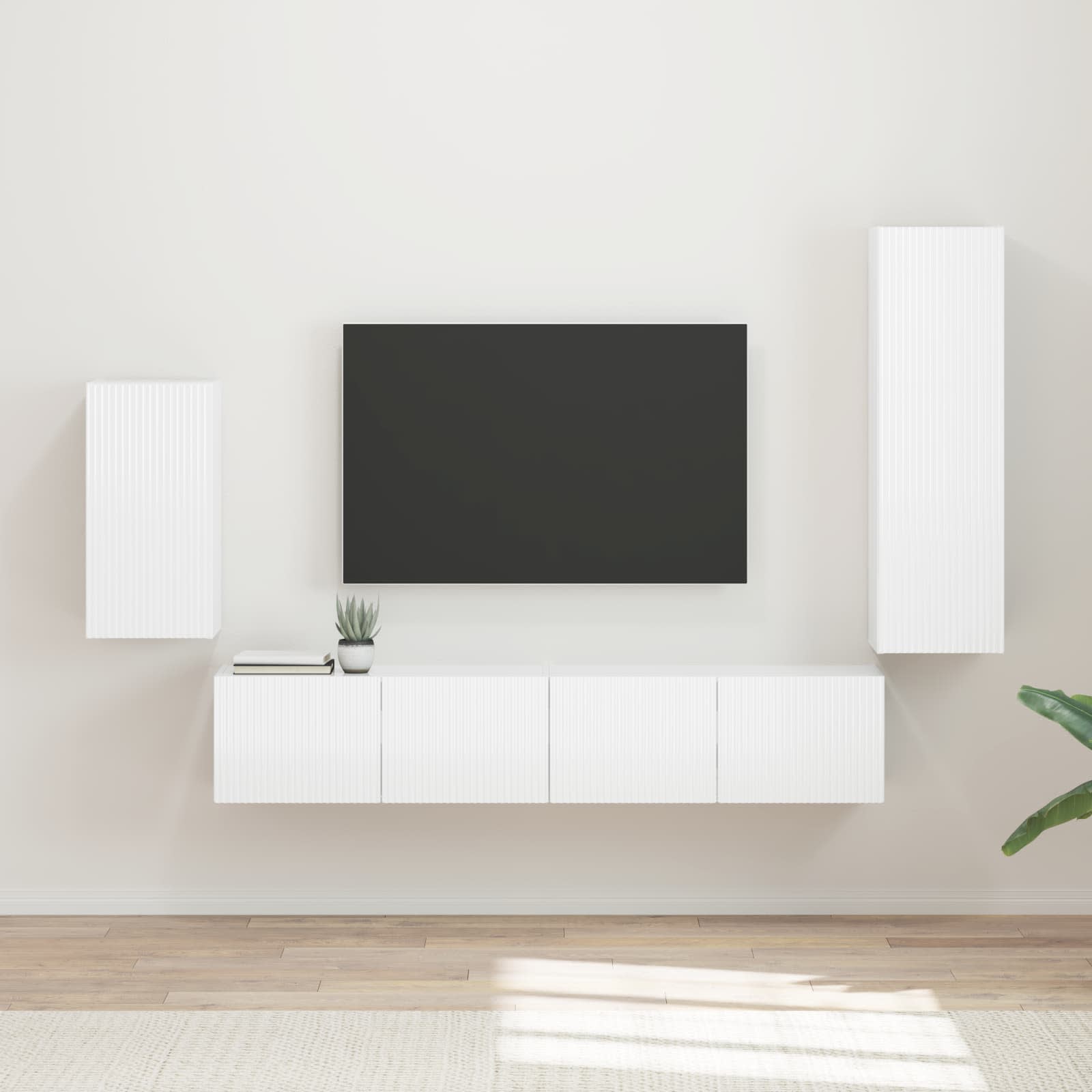 Ensemble meuble TV 4 pc Blanc brillant Bois d'ingénierie