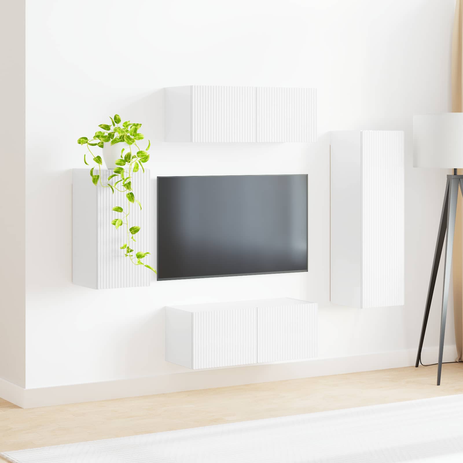 Ensemble meuble TV 4 pcs Blanc brillant Bois d'ingénierie - XIOS