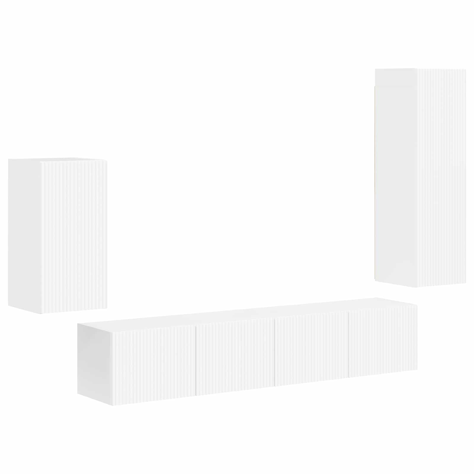 Ensemble meuble TV 4 pc Blanc brillant Bois d'ingénierie