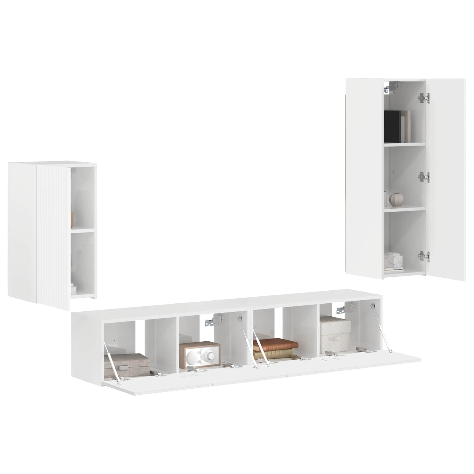 Ensemble meuble TV 4 pcs Blanc brillant Bois d'ingénierie - XIOS