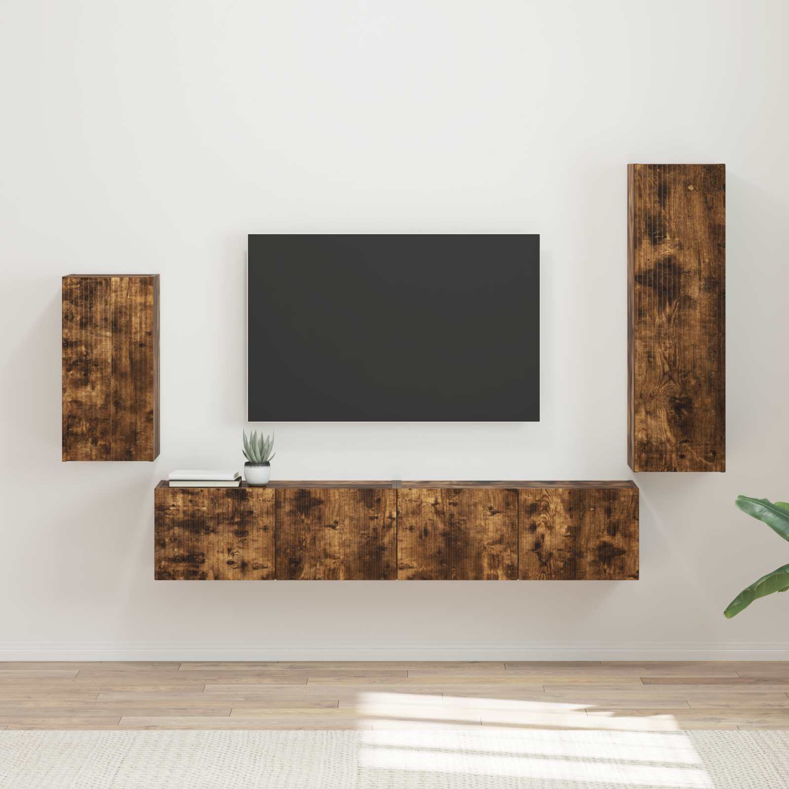 Ensemble meuble TV 4 pcs Chêne fumé Bois d'ingénierie - XIOS