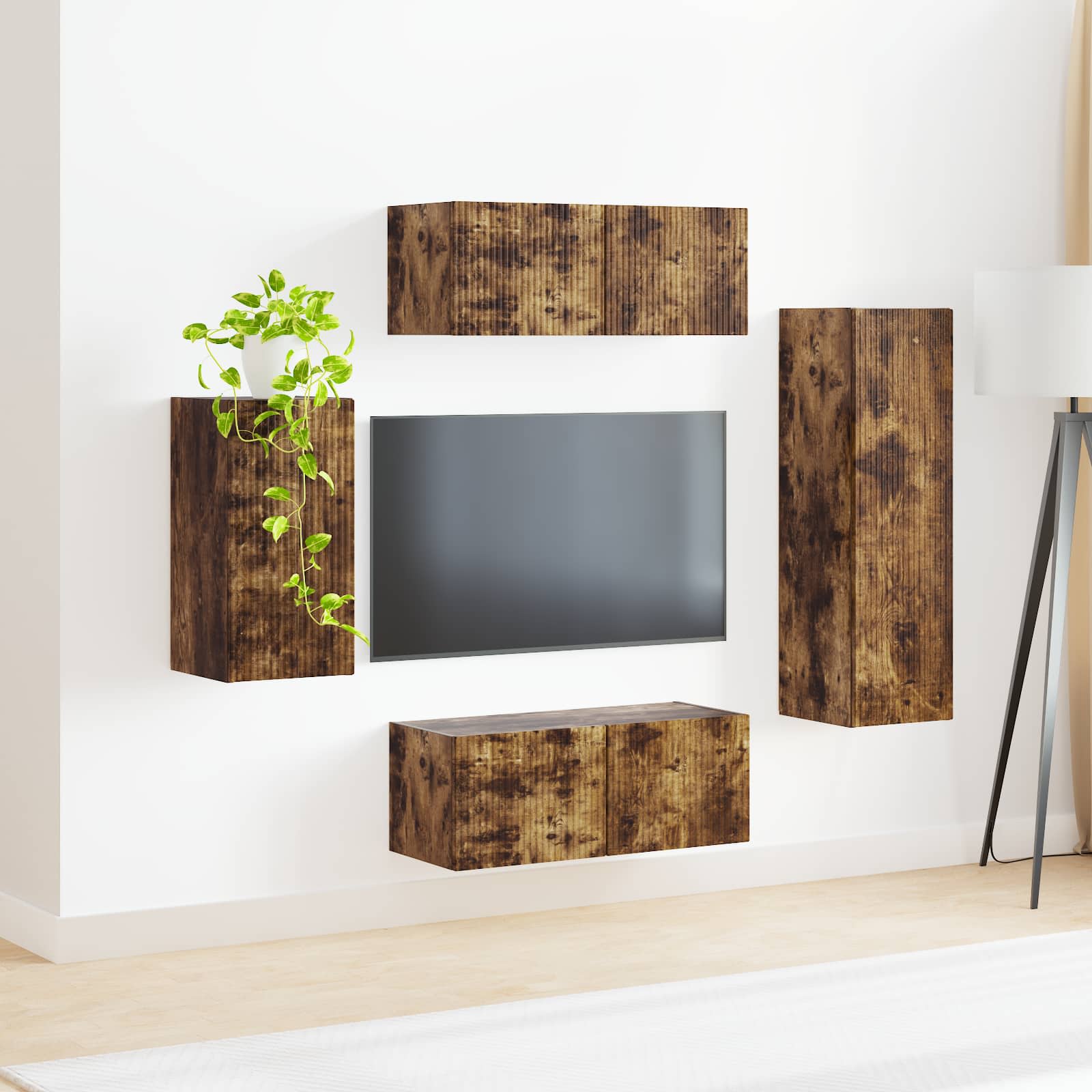 Ensemble meuble TV 4 pcs Chêne fumé Bois d'ingénierie - XIOS