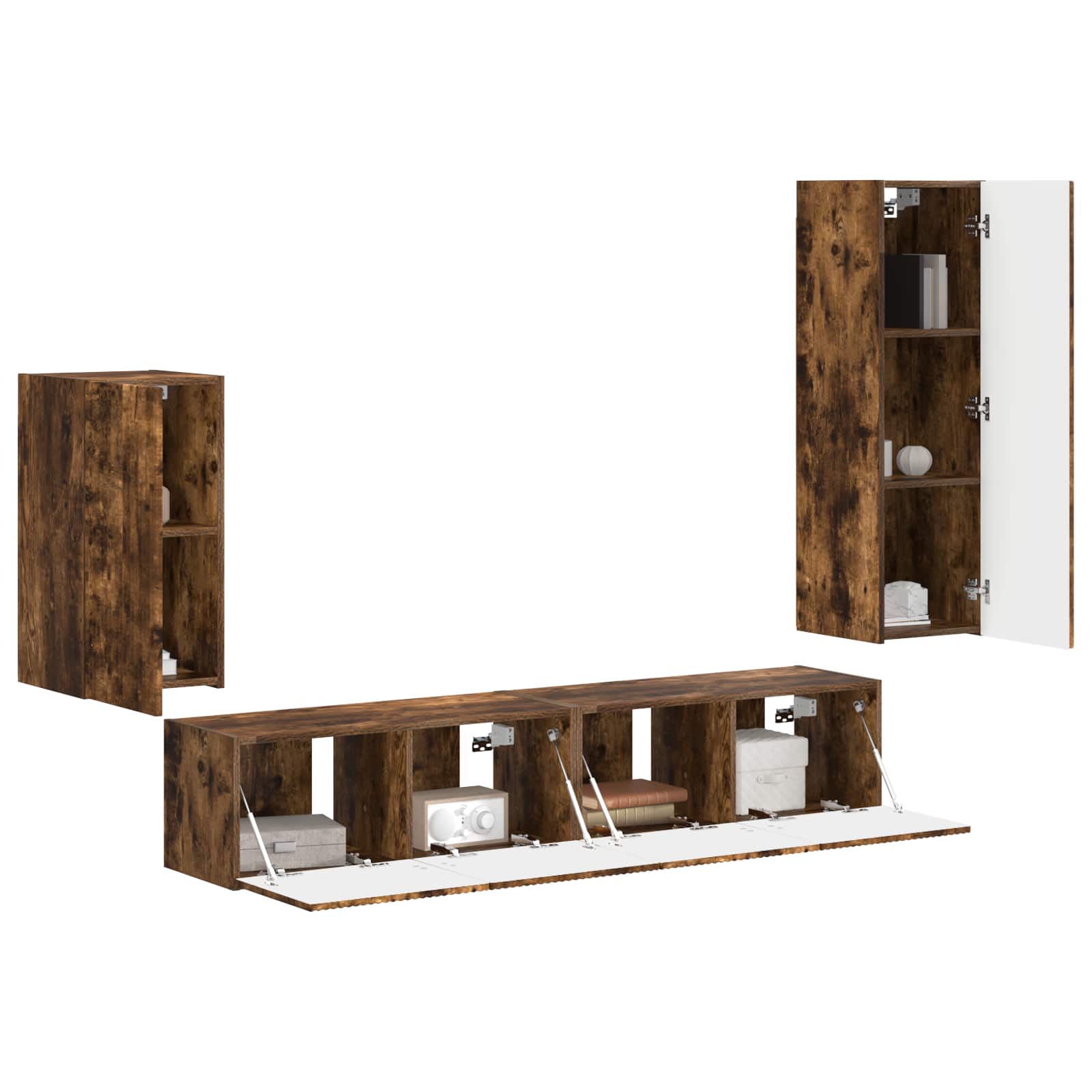 Ensemble meuble TV 4 pcs Chêne fumé Bois d'ingénierie - XIOS