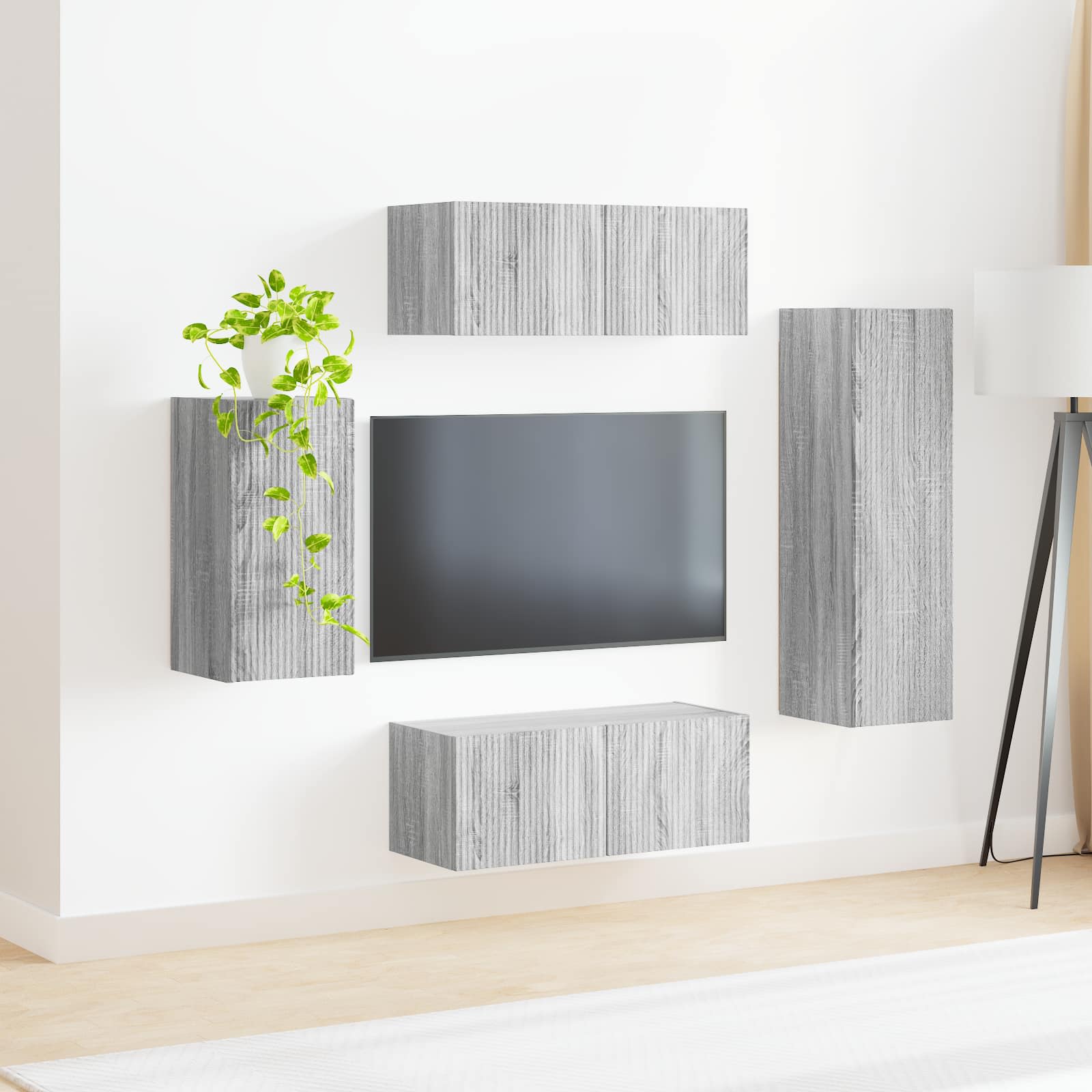 Ensemble meuble TV 4 pcs Gris Sonoma Bois d'ingénierie - XIOS