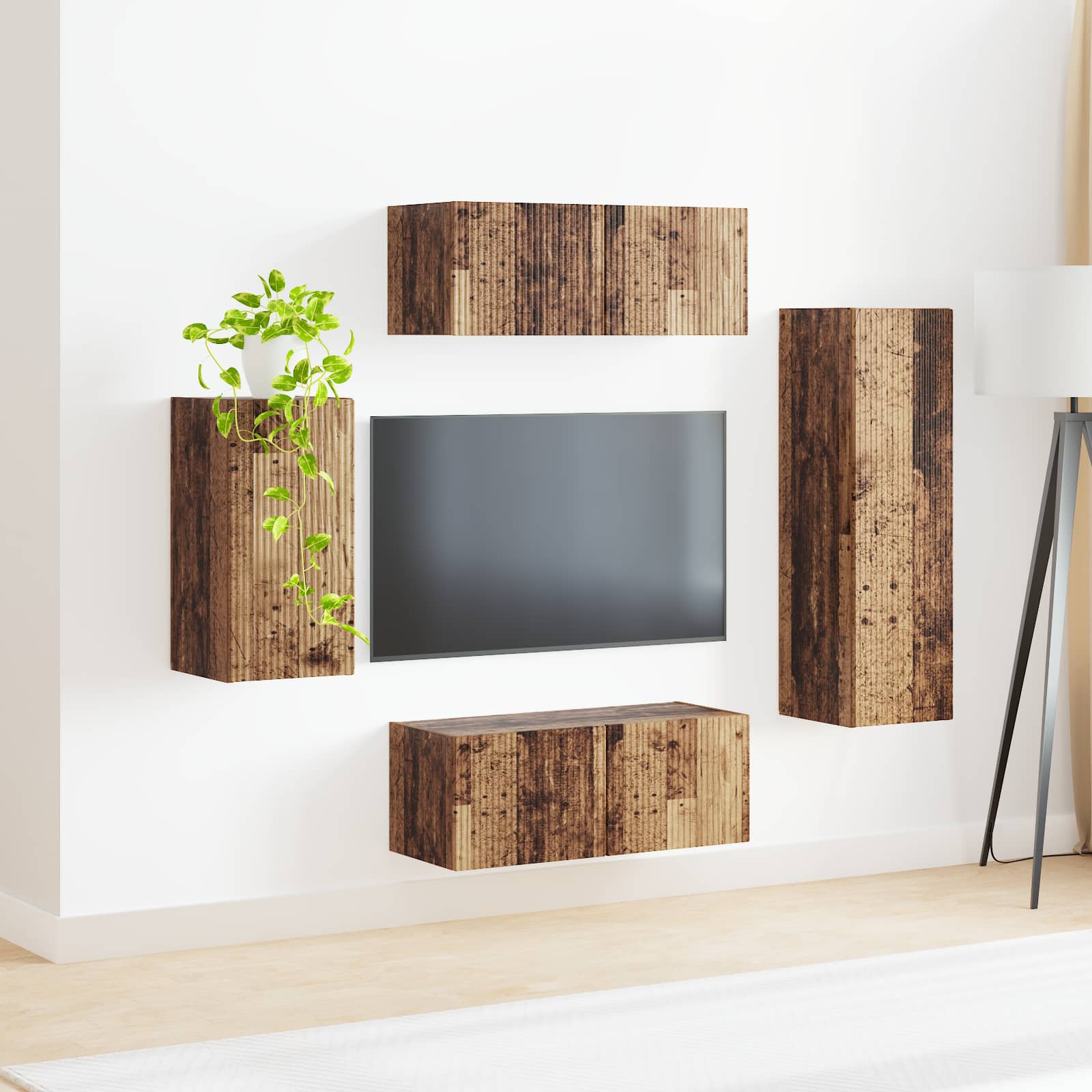 Ensemble meuble TV 4 pcs Bois ancien Bois d'ingénierie - XIOS