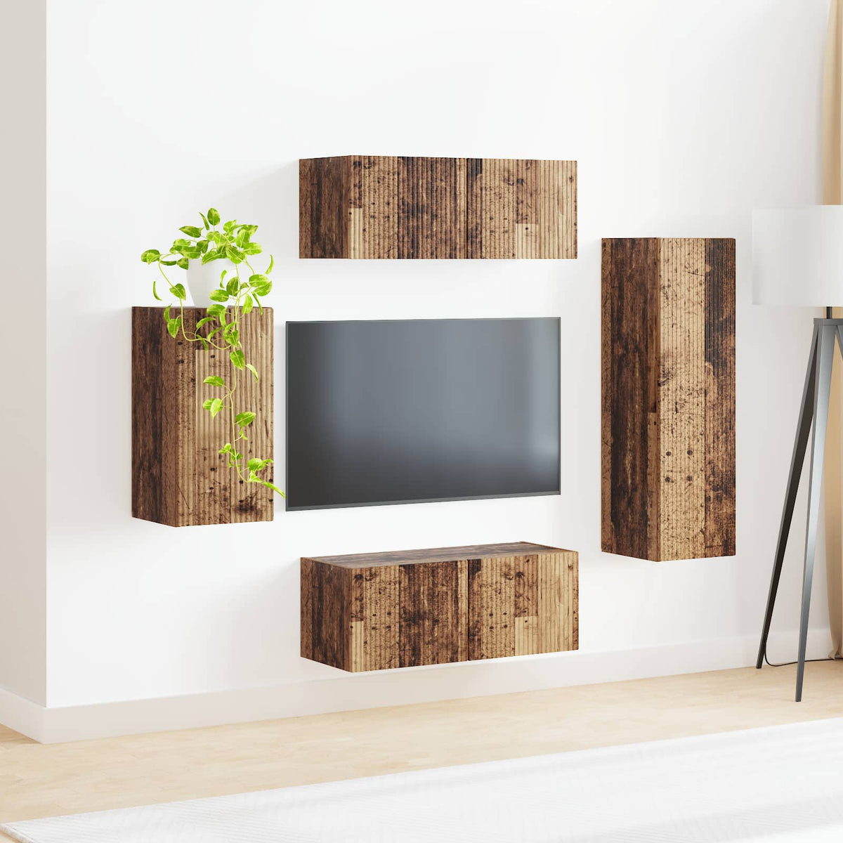 Ensemble meuble TV 4 pc Bois ancien