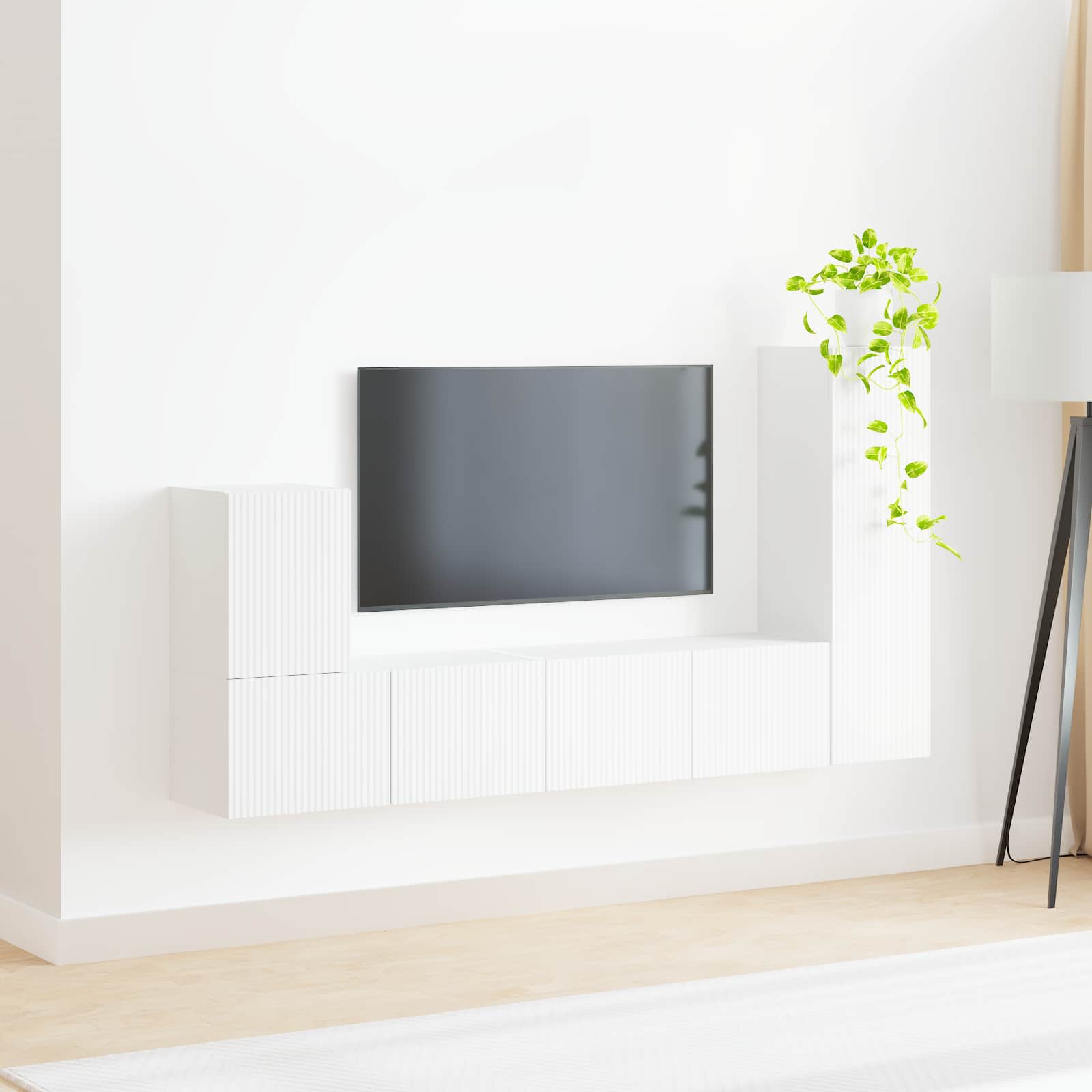 Ensemble meuble TV Montage mural 3 pcs Blanc Bois d'ingénierie - XIOS