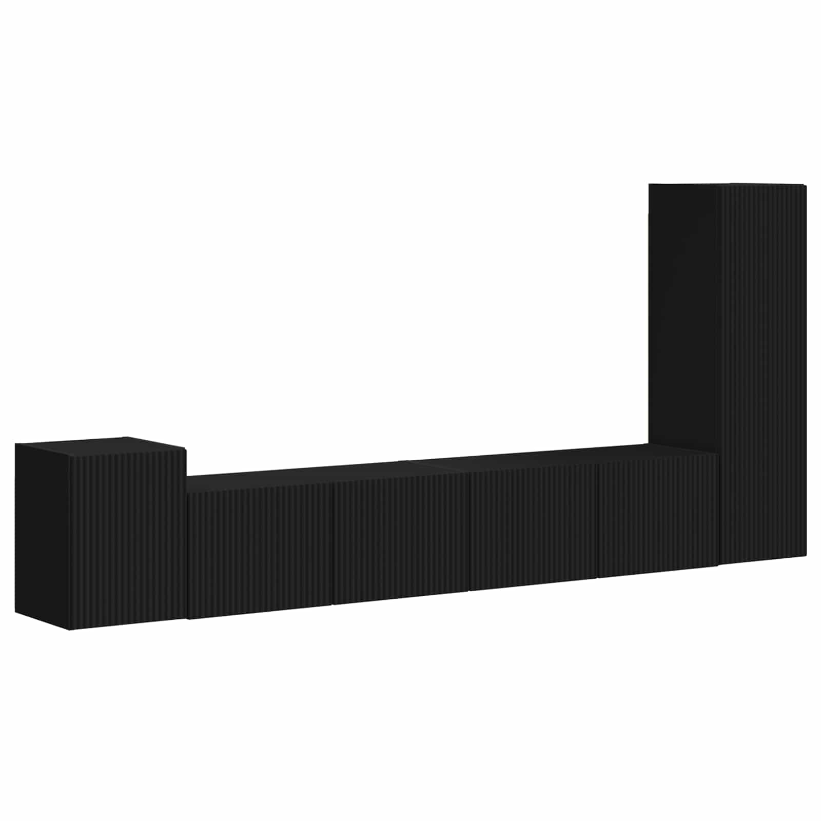 Ensemble meuble TV Montage mural 3 pcs Noir Bois d'ingénierie