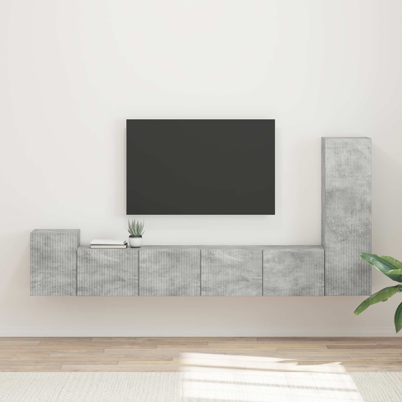 Ensemble meuble TV 3 pcs Gris béton Bois d'ingénierie - XIOS