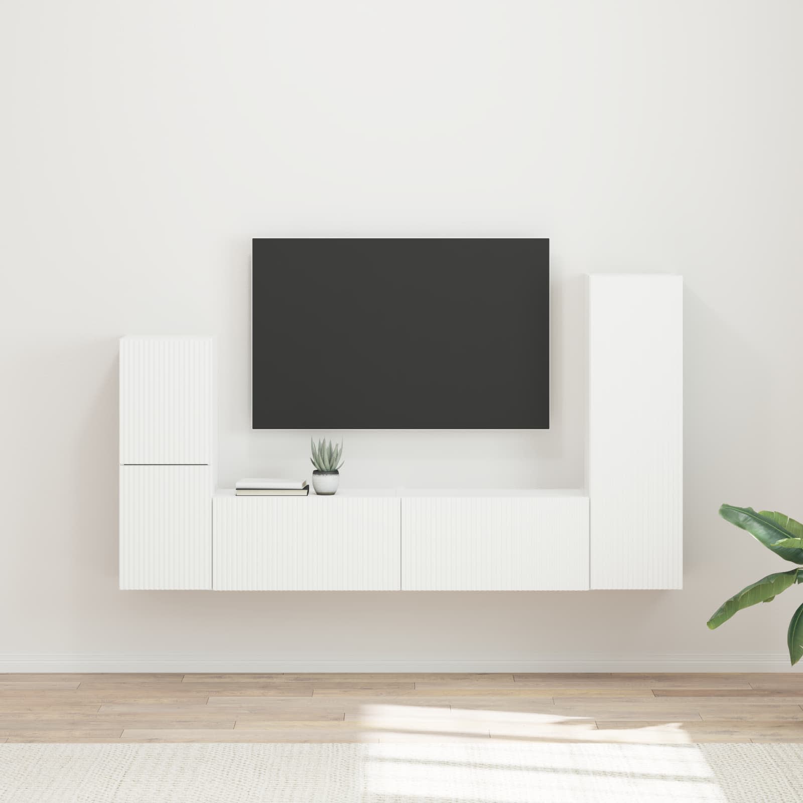 Ensemble meuble TV Montage mural 4 pcs Blanc Bois d'ingénierie - XIOS