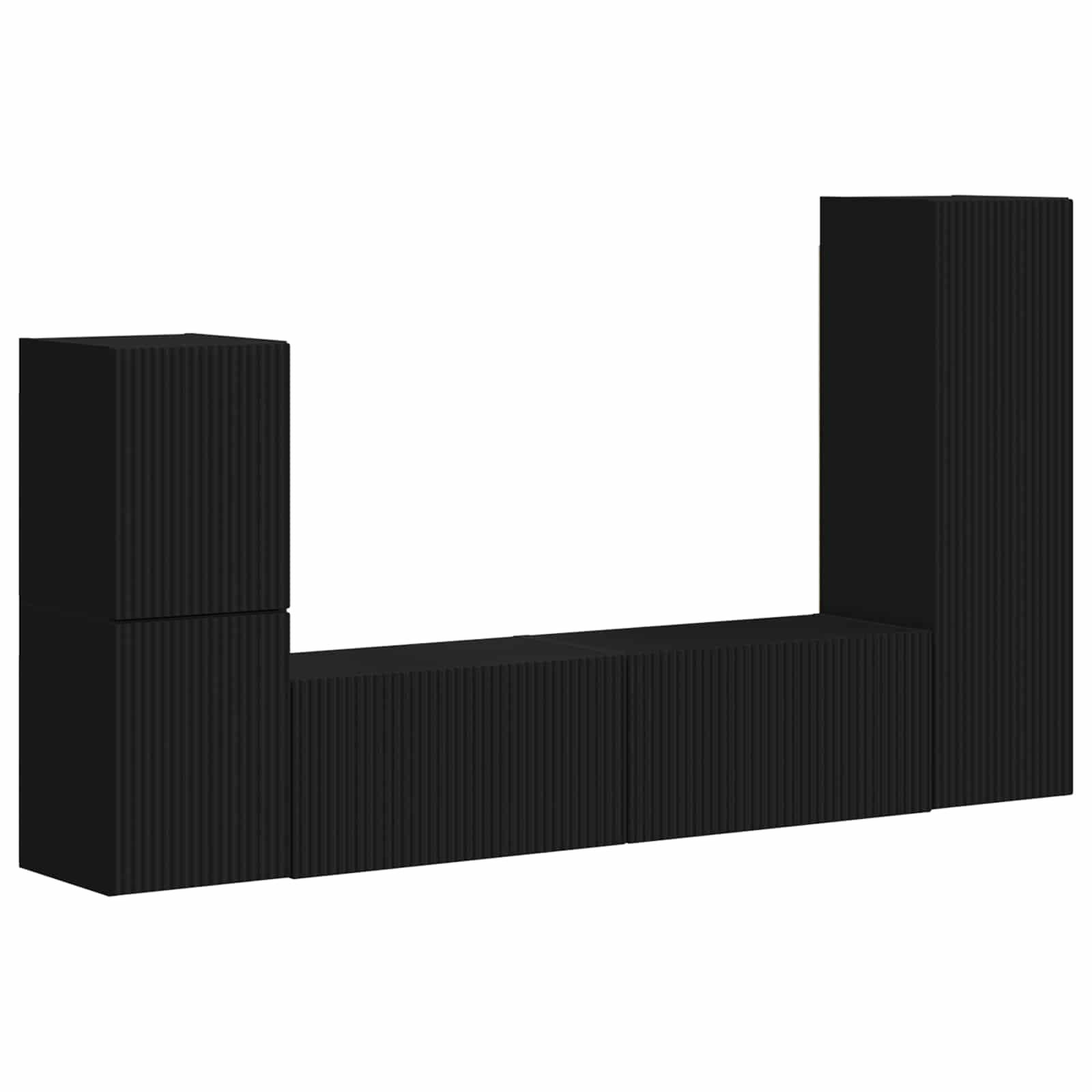 Ensemble meuble TV Montage mural 4 pcs Noir Bois d'ingénierie - XIOS