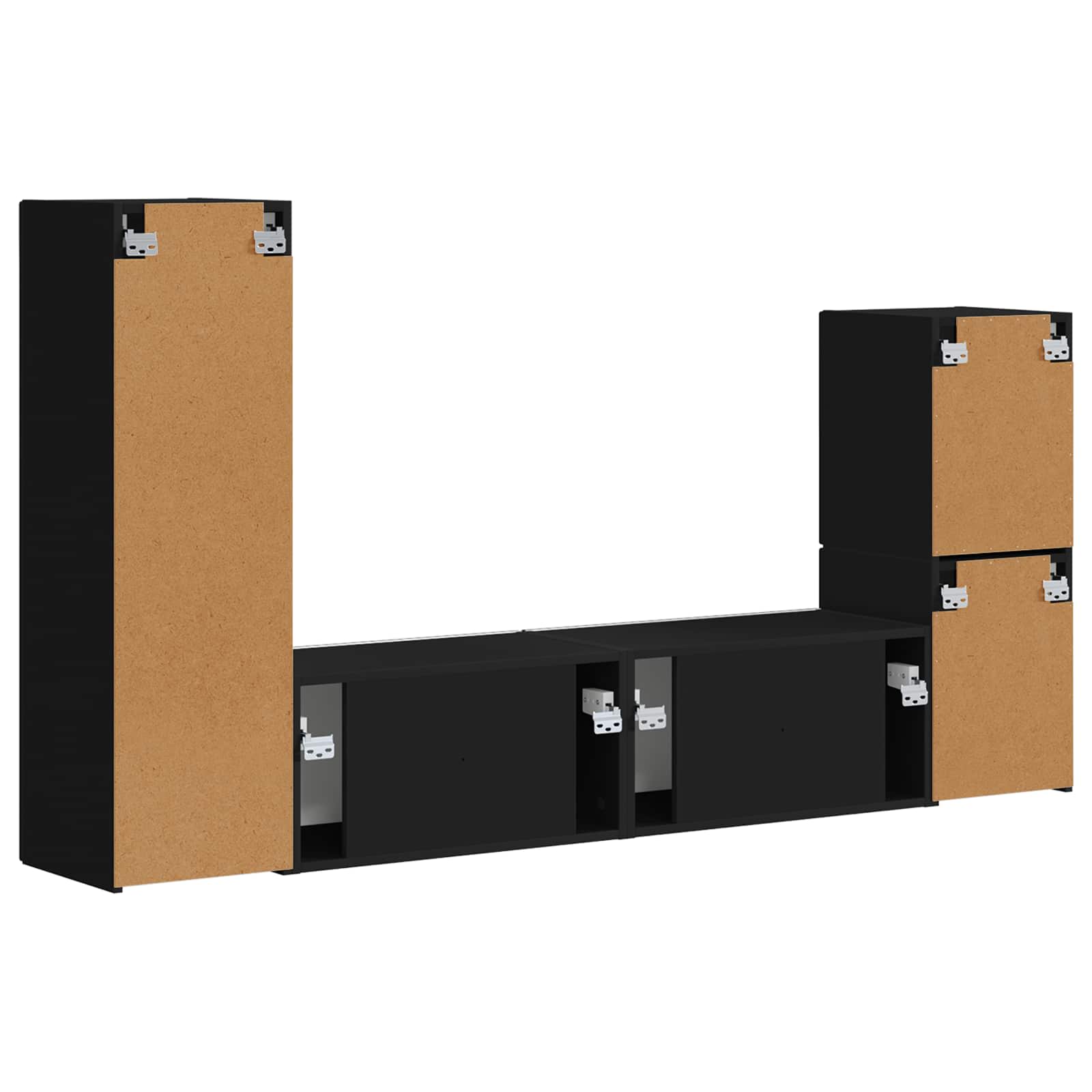 Ensemble meuble TV Montage mural 4 pcs Noir Bois d'ingénierie - XIOS