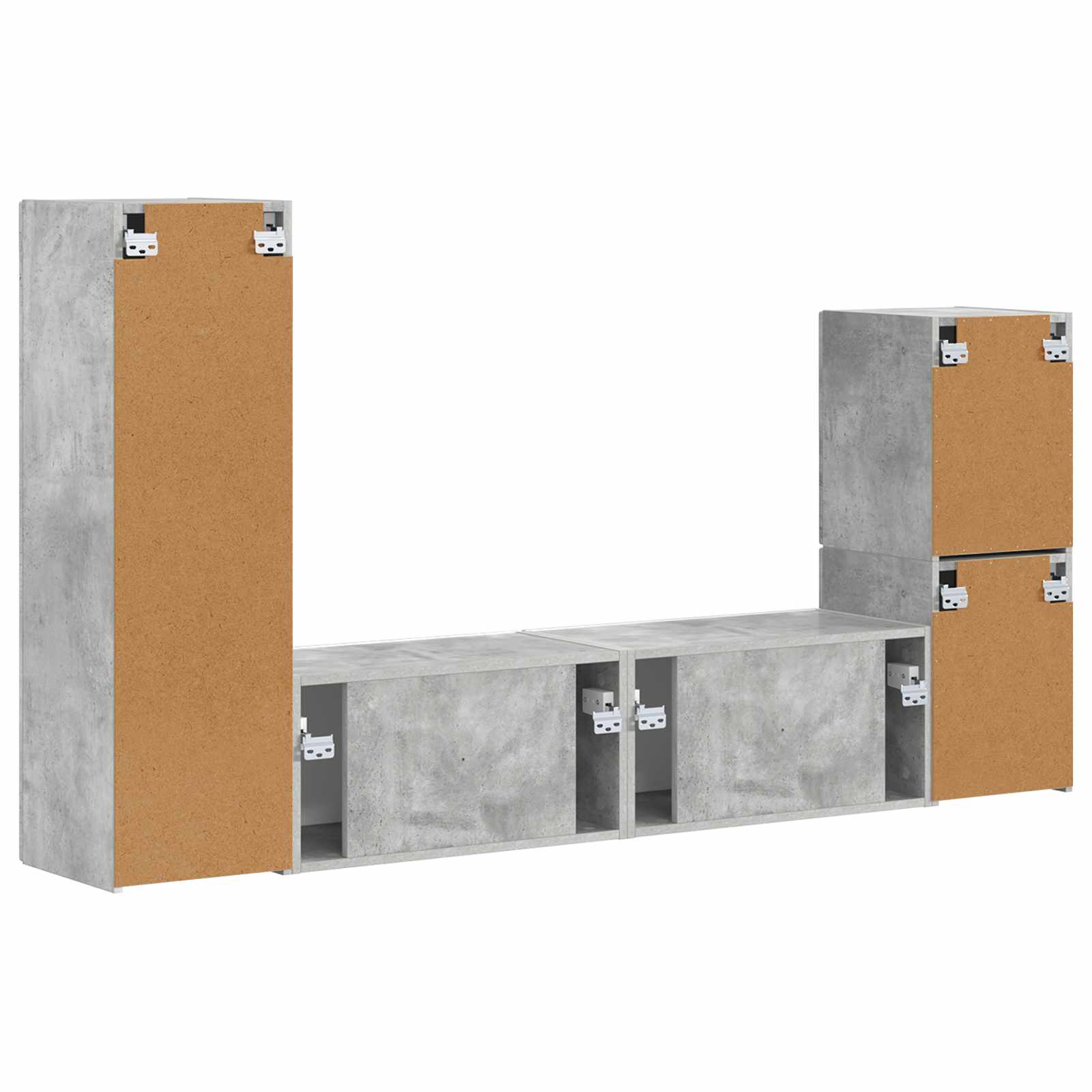 Ensemble meuble TV 4 pcs Gris béton Bois d'ingénierie - XIOS