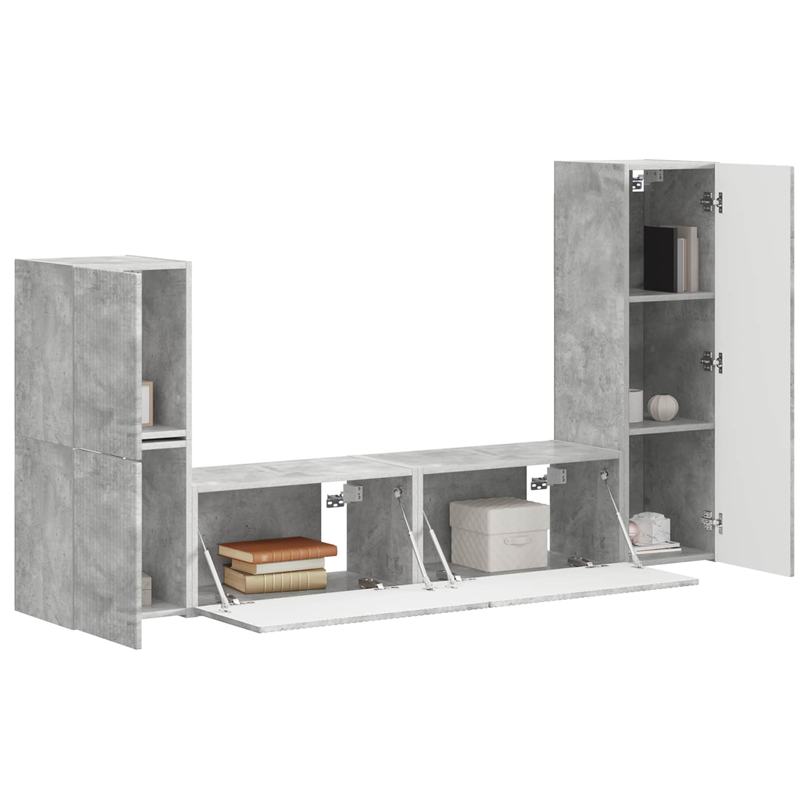 Ensemble meuble TV 4 pcs Gris béton Bois d'ingénierie - XIOS