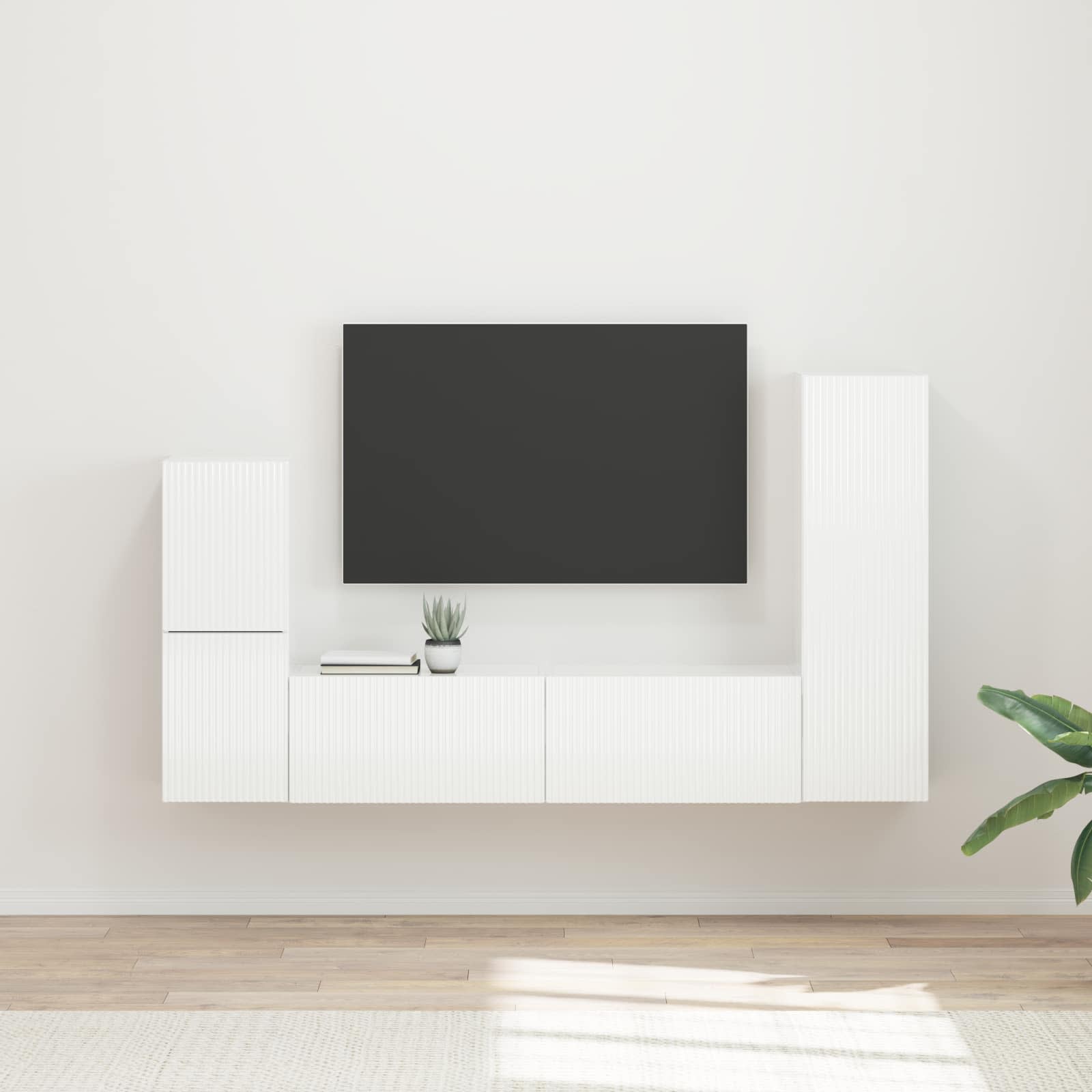 Ensemble meuble TV 4 pcs Blanc brillant Bois d'ingénierie - XIOS