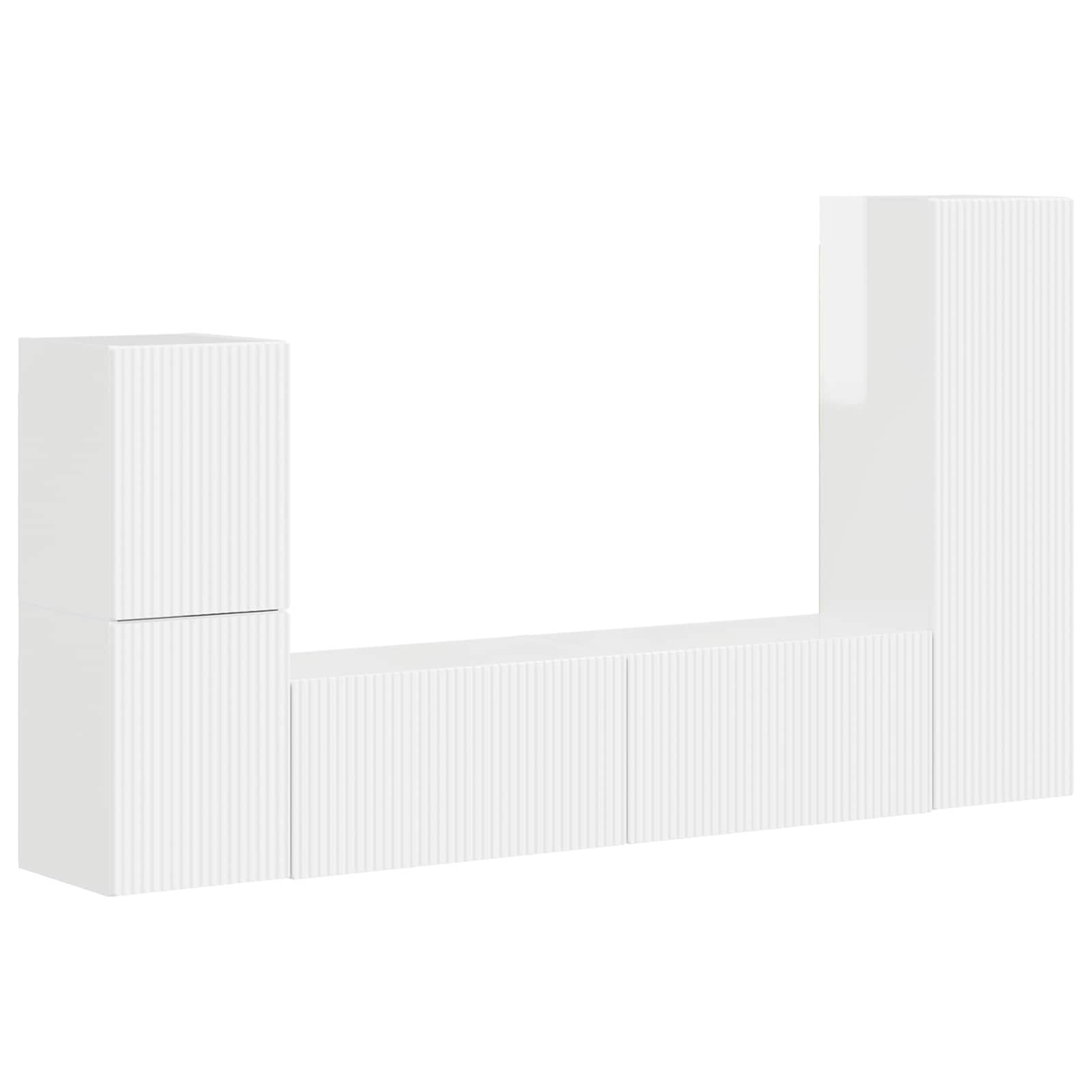 Ensemble meuble TV 4 pcs Blanc brillant Bois d'ingénierie - XIOS