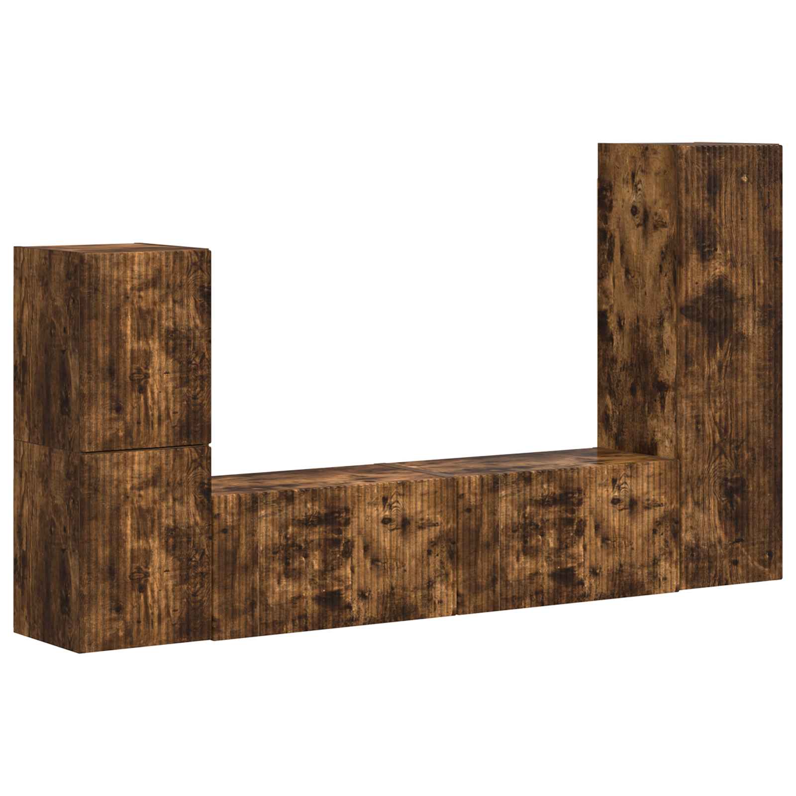 Ensemble meuble TV 4 pc Chêne fumé Bois d'ingénierie