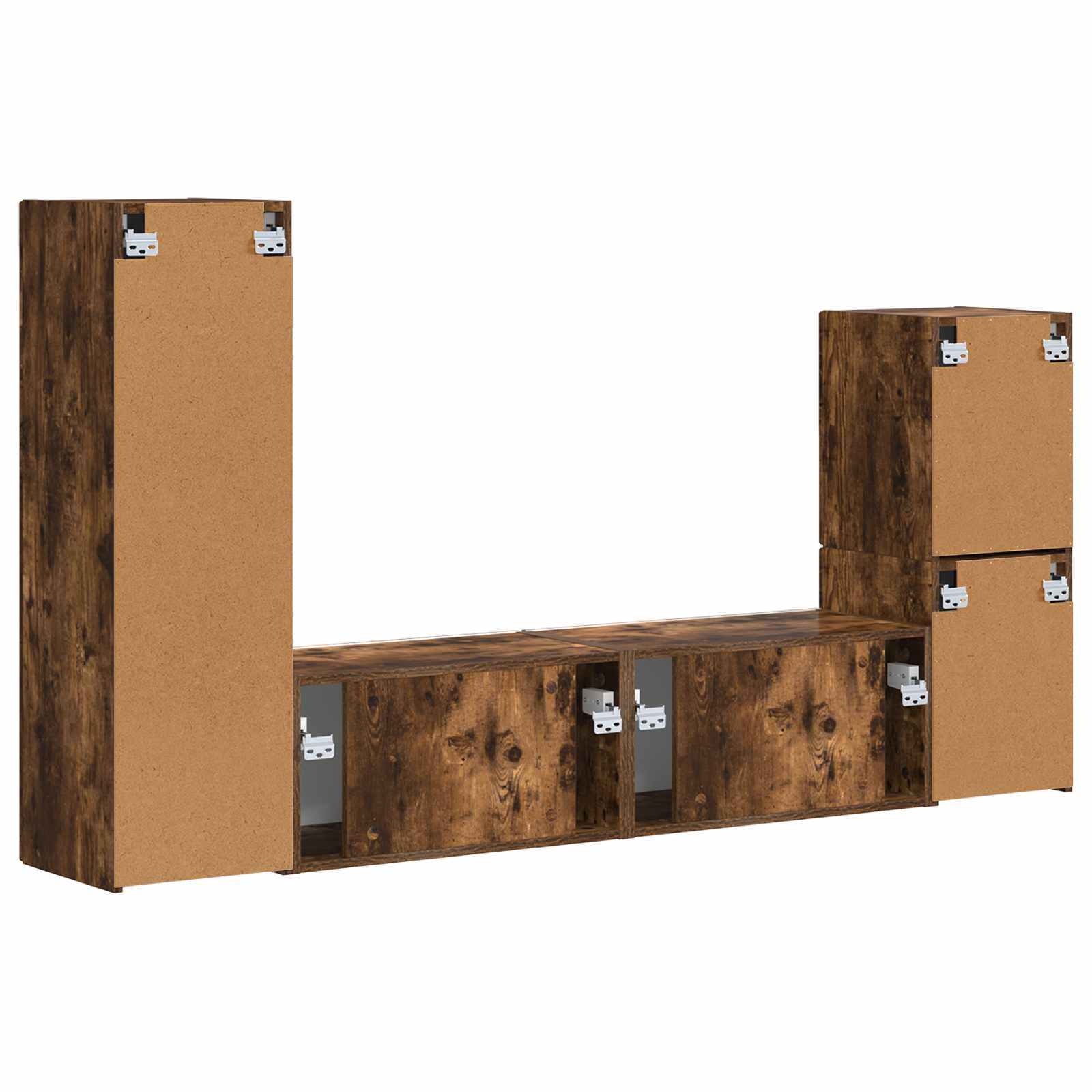 Ensemble meuble TV 4 pc Chêne fumé Bois d'ingénierie