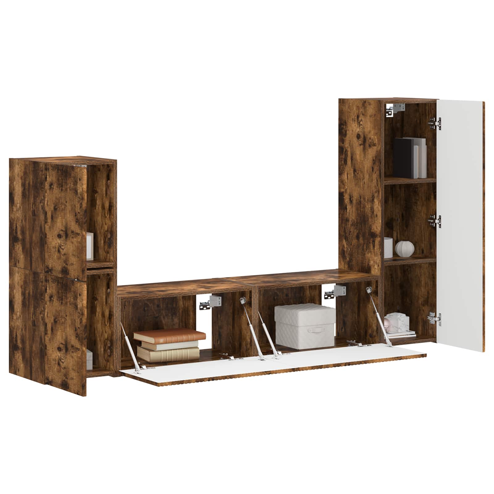 Ensemble meuble TV 4 pc Chêne fumé Bois d'ingénierie