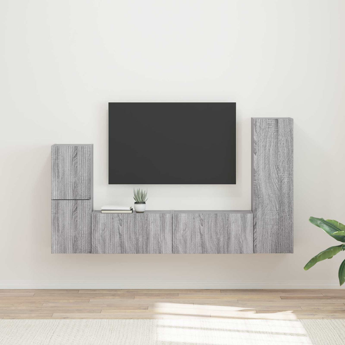 Ensemble meuble TV 4 pc Gris Sonoma Bois d'ingénierie