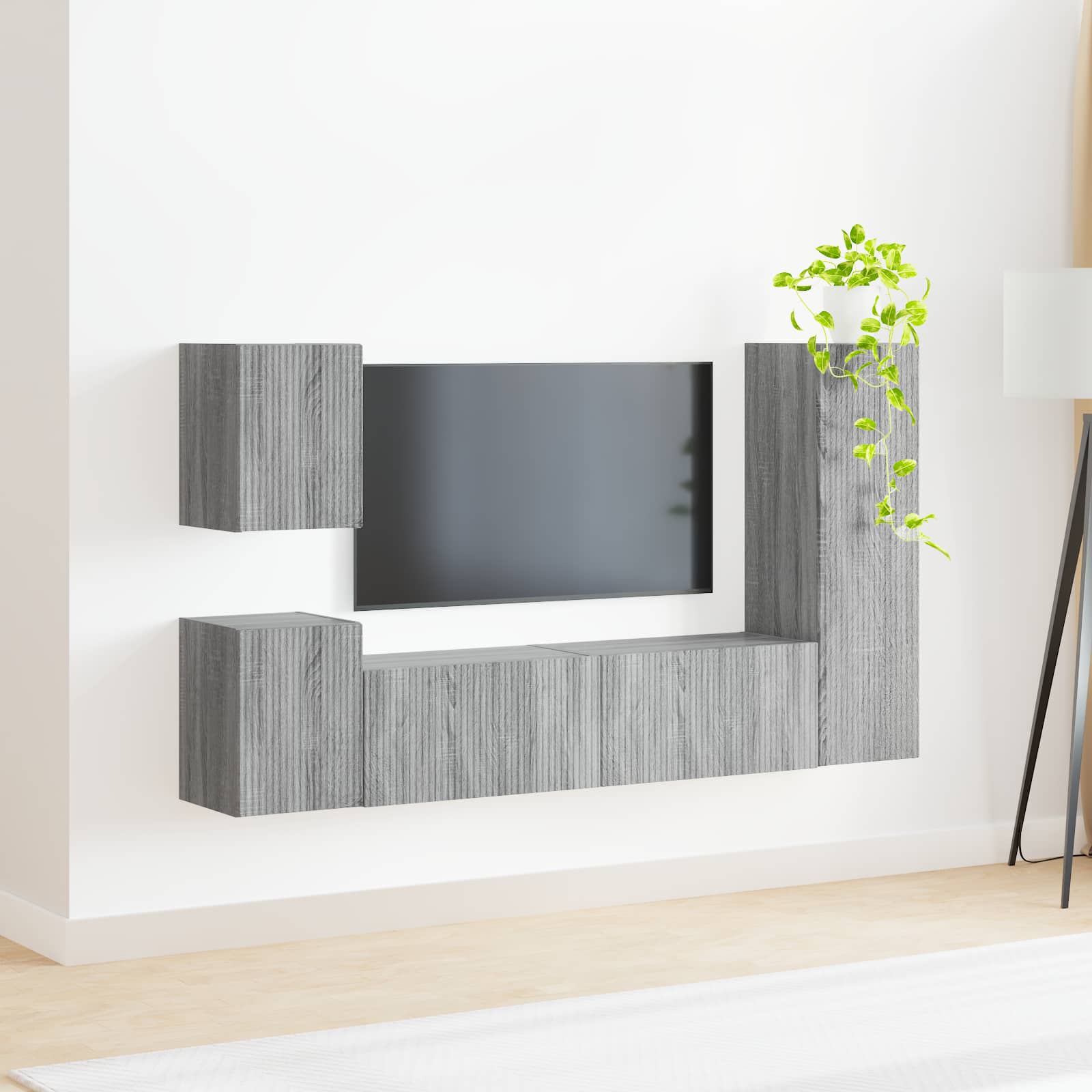 Ensemble meuble TV 4 pcs Gris Sonoma Bois d'ingénierie - XIOS