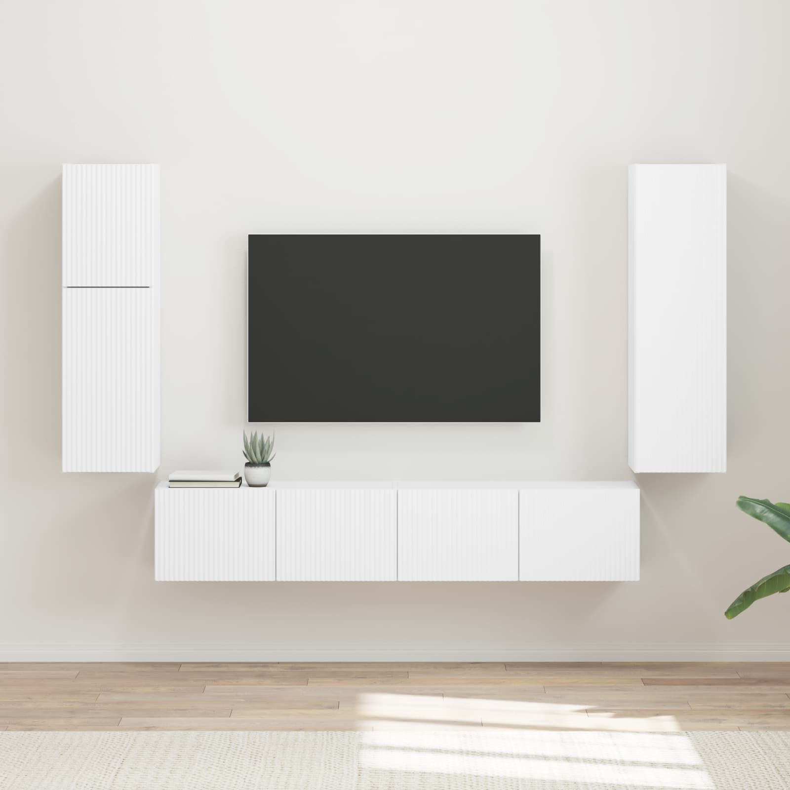 Ensemble meuble TV Montage mural 4 pcs Blanc Bois d'ingénierie - XIOS