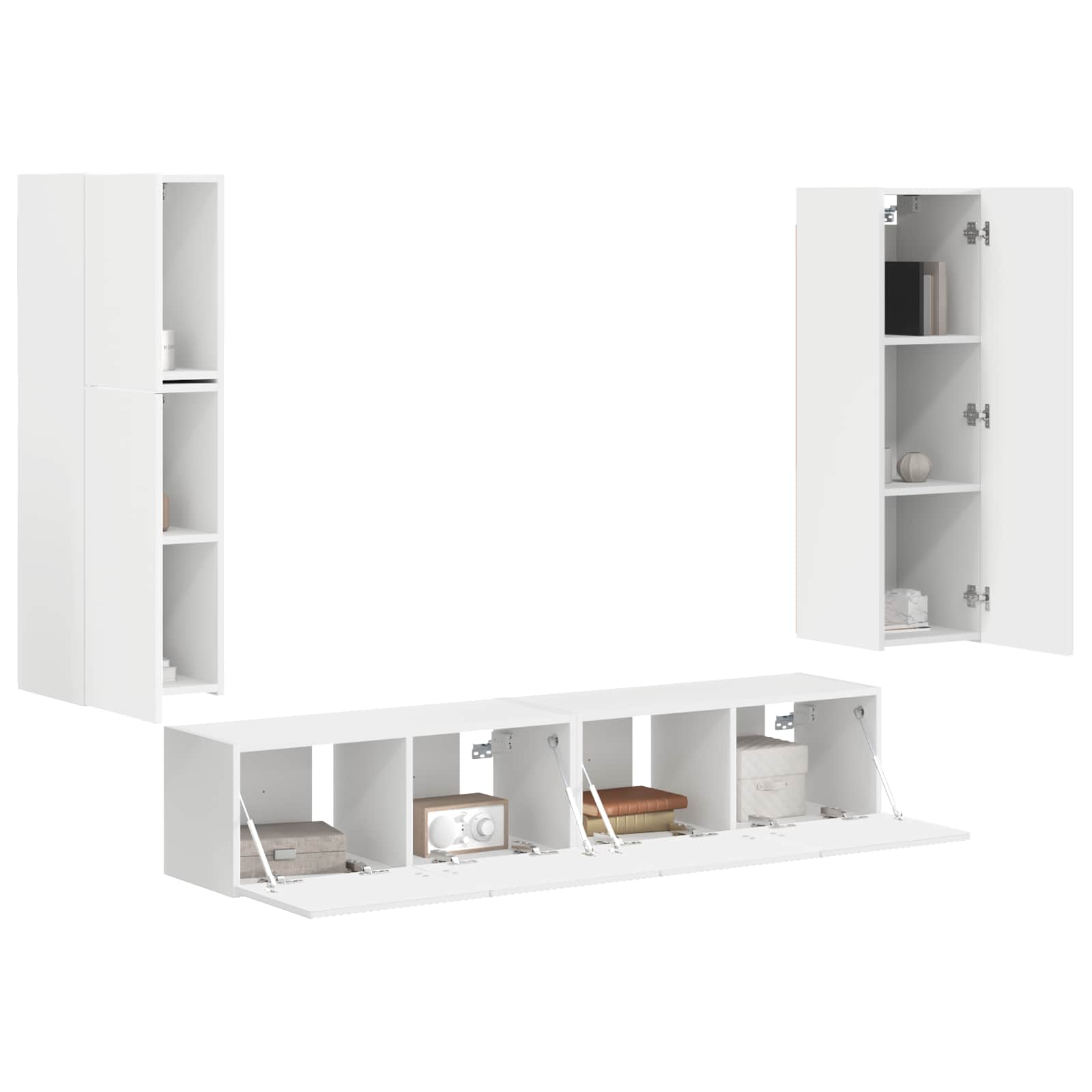 Ensemble meuble TV Montage mural 4 pcs Blanc Bois d'ingénierie - XIOS