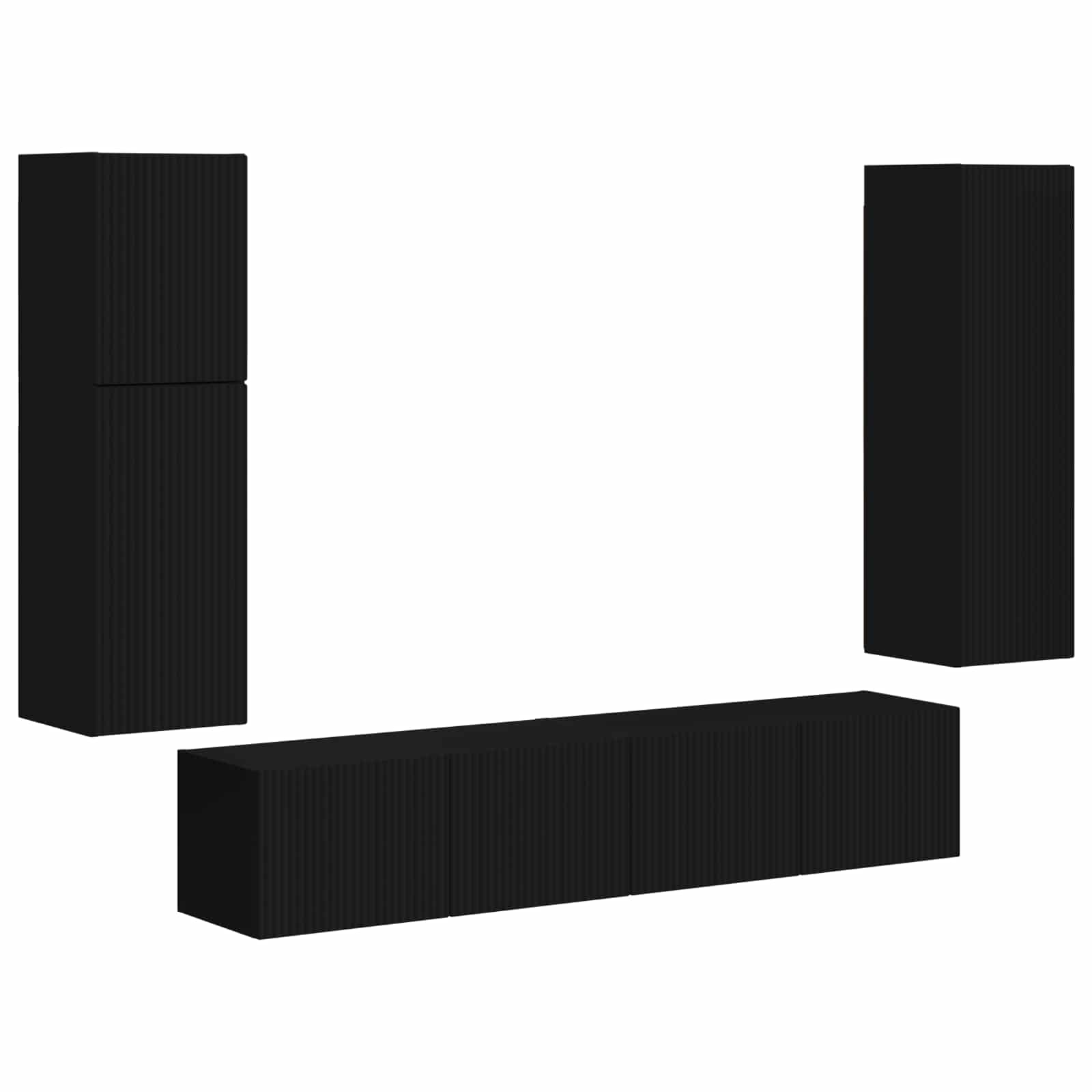Ensemble meuble TV 4 pc Noir Bois d'ingénierie
