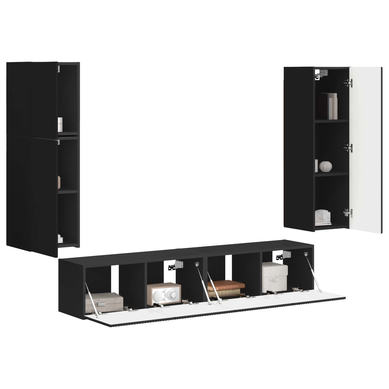 Ensemble meuble TV 4 pc Noir Bois d'ingénierie