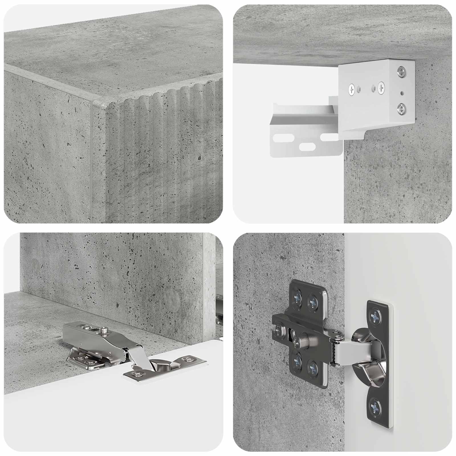 Ensemble meuble TV 4 pcs Gris béton Bois d'ingénierie - XIOS