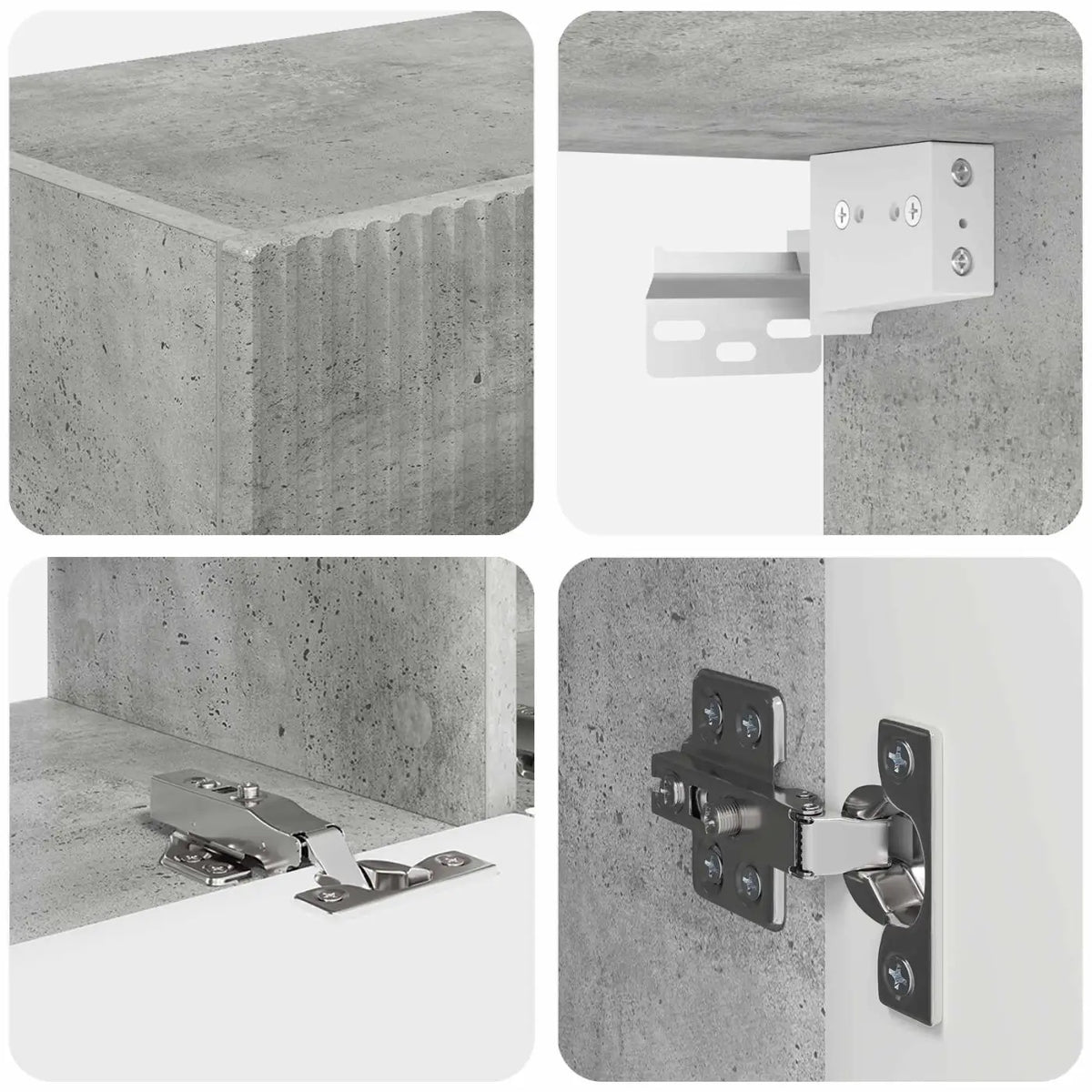 Ensemble meuble TV 4 pc Gris béton Bois d’ingénierie - XIOS