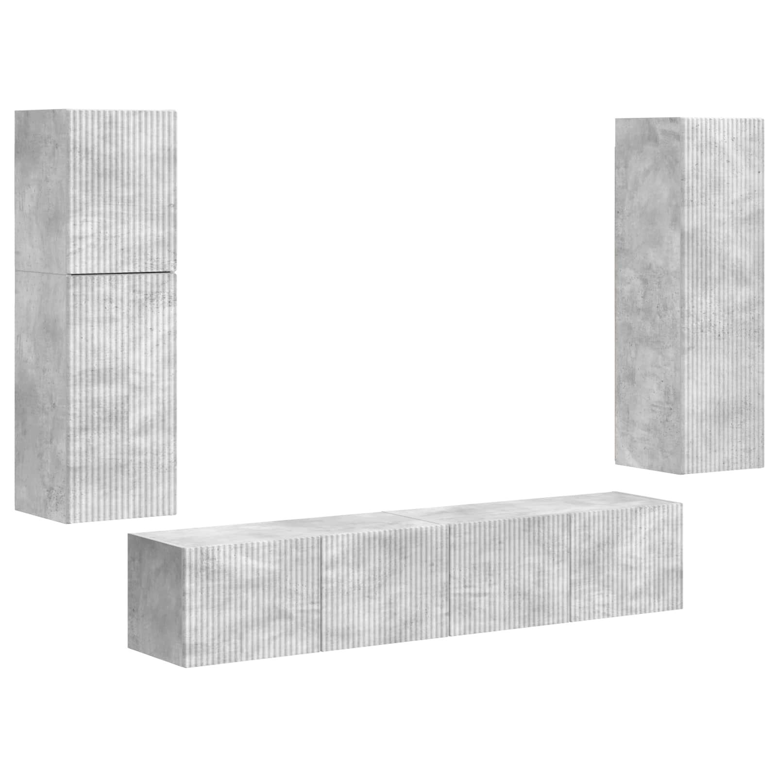Ensemble meuble TV 4 pc Gris béton Bois d'ingénierie