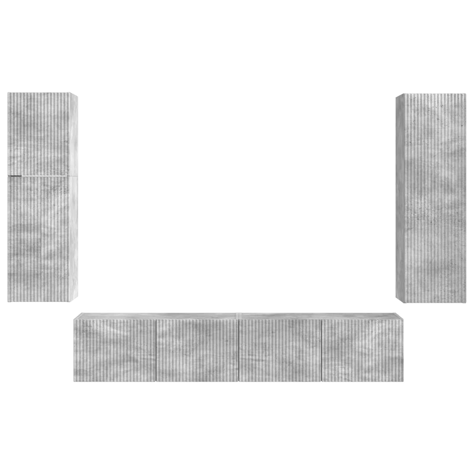 Ensemble meuble TV 4 pcs Gris béton Bois d'ingénierie - XIOS
