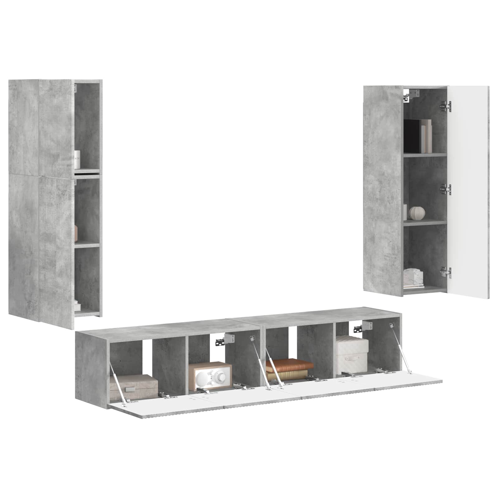 Ensemble meuble TV 4 pcs Gris béton Bois d'ingénierie - XIOS