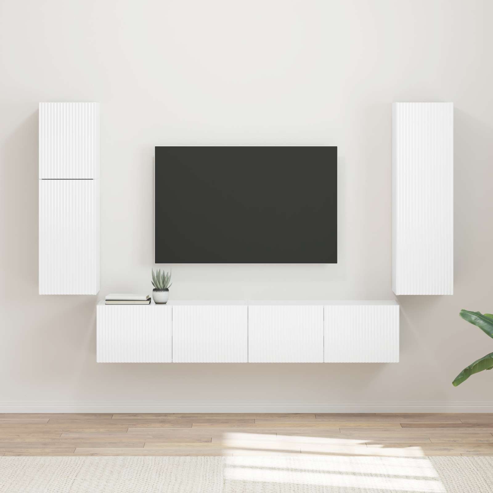 Ensemble meuble TV 4 pcs Blanc brillant Bois d'ingénierie - XIOS