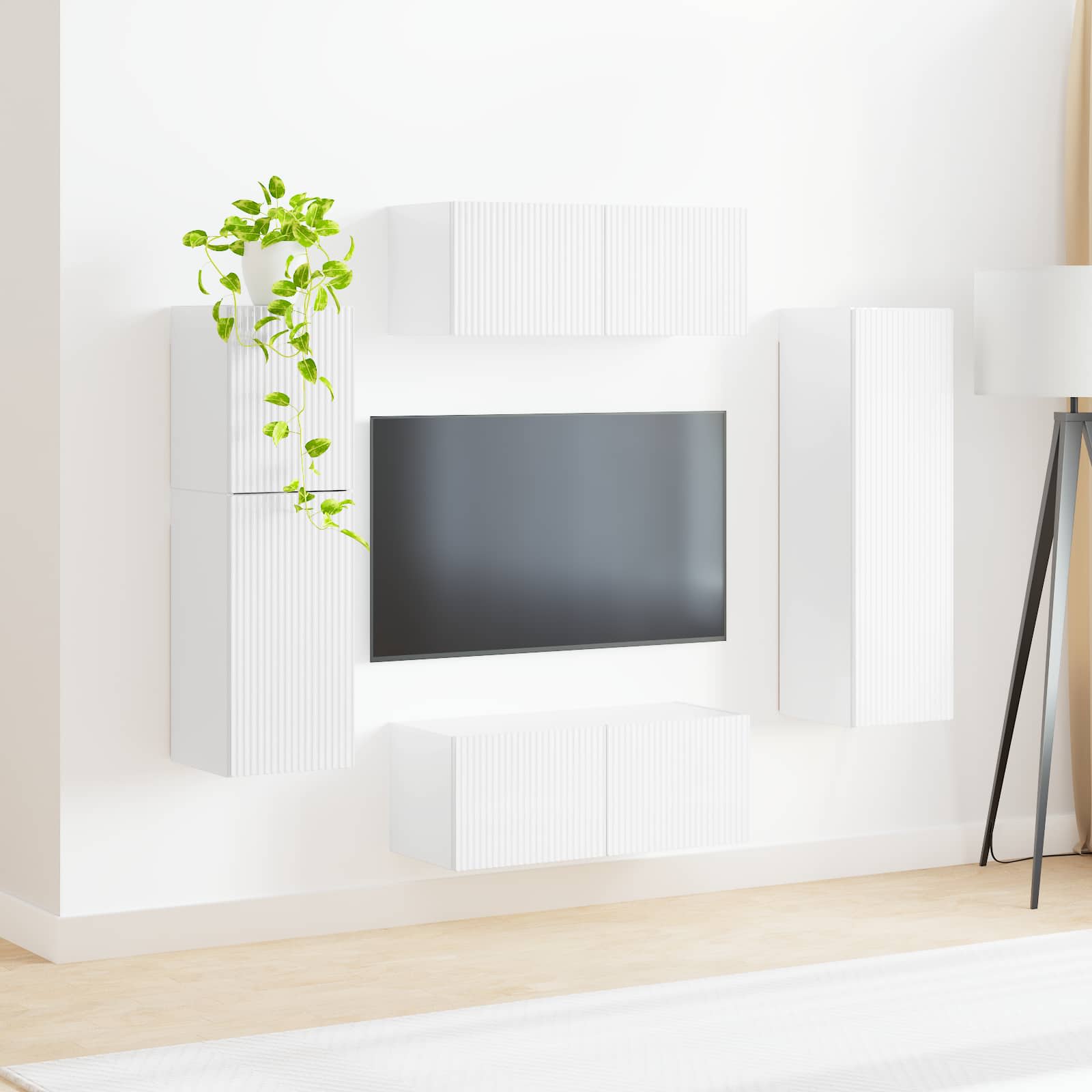 Ensemble meuble TV 4 pcs Blanc brillant Bois d'ingénierie - XIOS