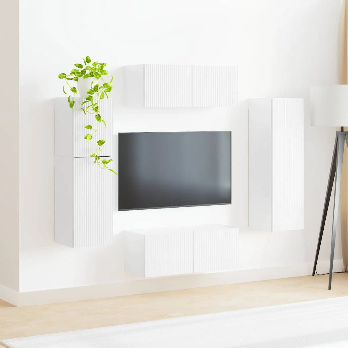 Ensemble meuble TV 4 pc Blanc brillant Bois d’ingénierie - XIOS