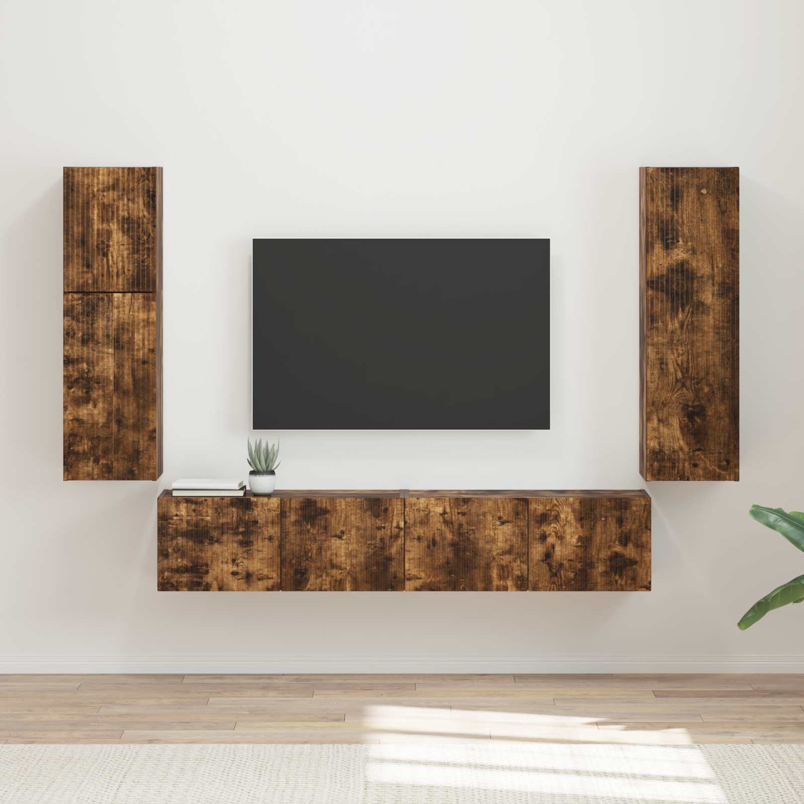 Ensemble meuble TV 4 pcs Chêne fumé Bois d'ingénierie - XIOS