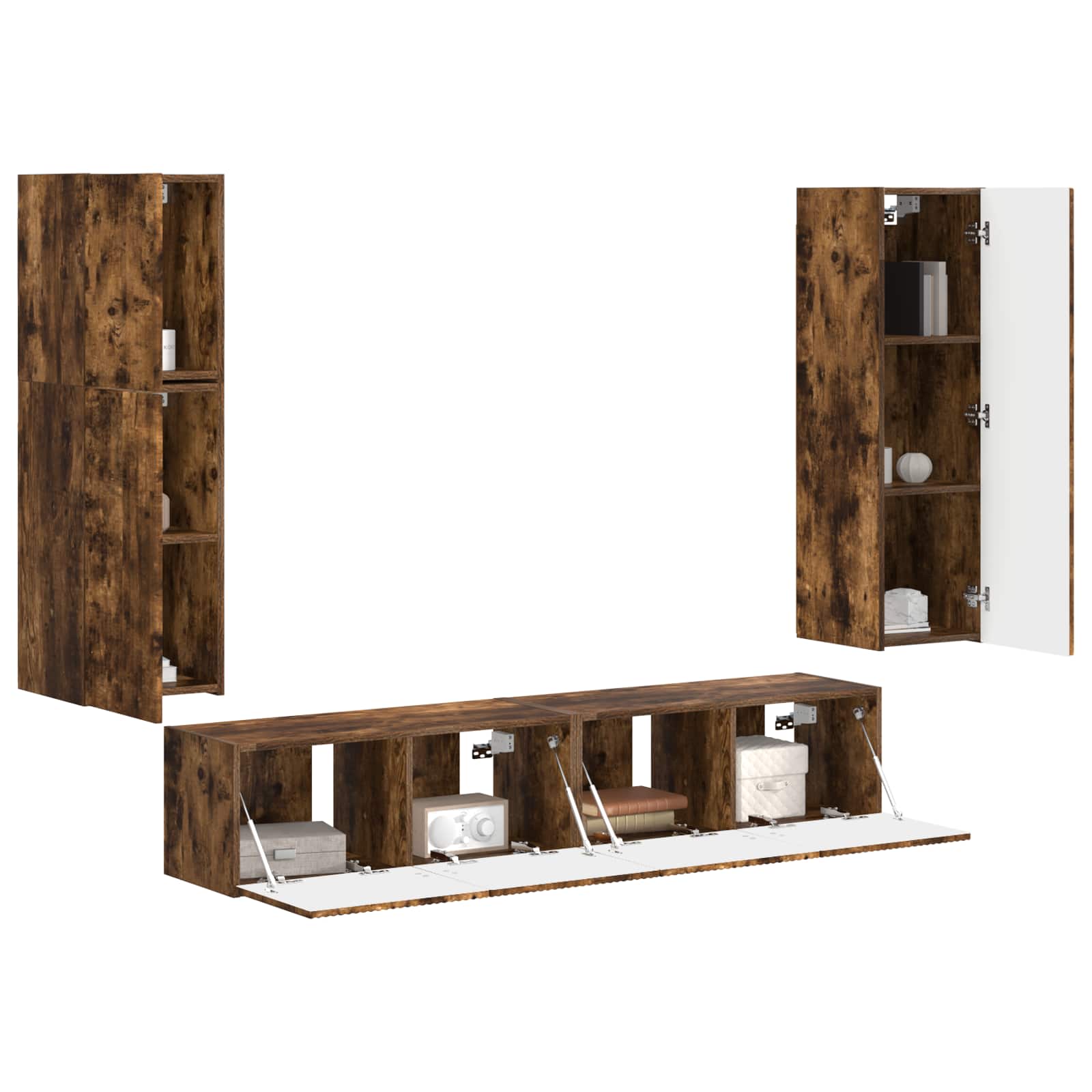 Ensemble meuble TV 4 pcs Chêne fumé Bois d'ingénierie - XIOS