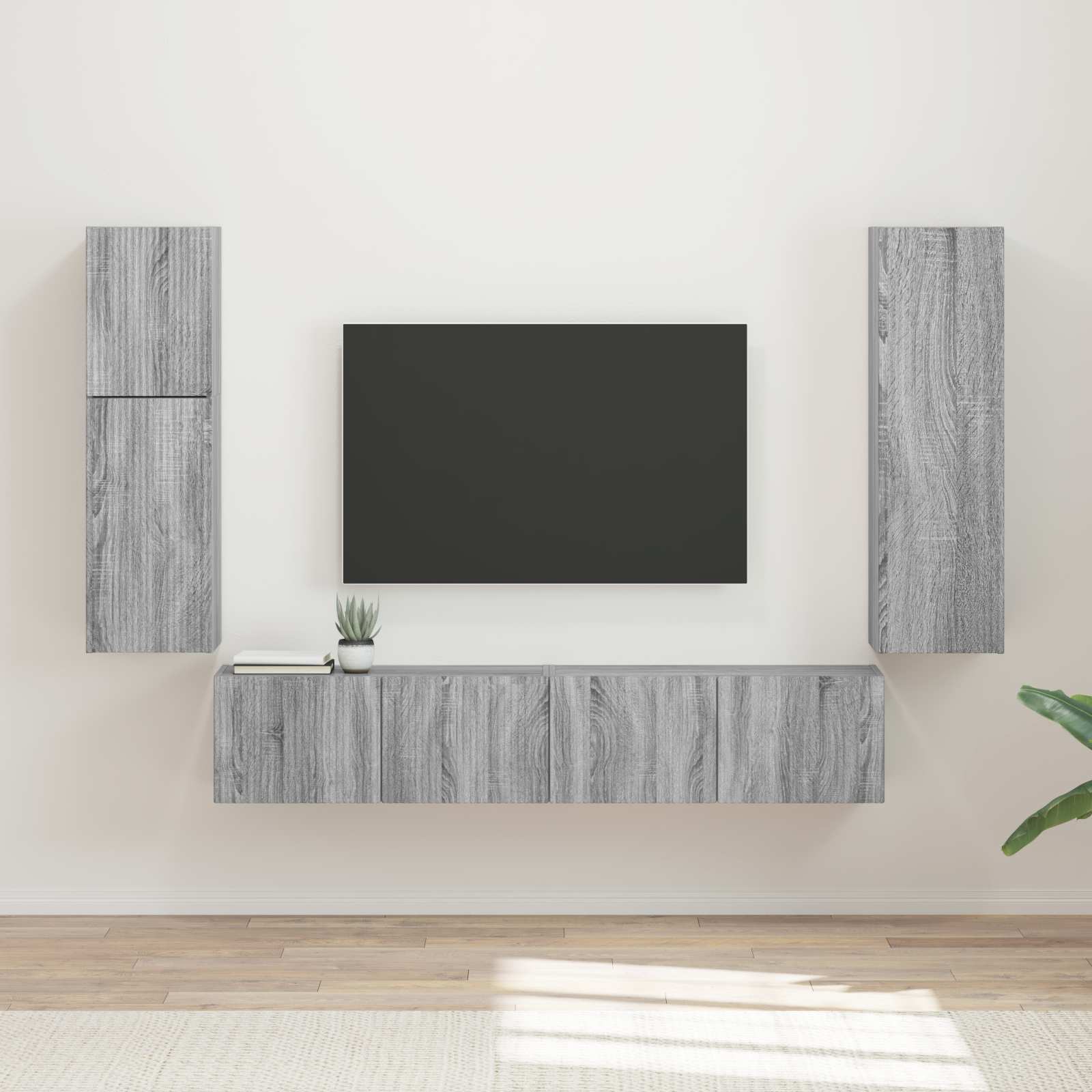 Ensemble meuble TV 4 pcs Gris Sonoma Bois d'ingénierie - XIOS