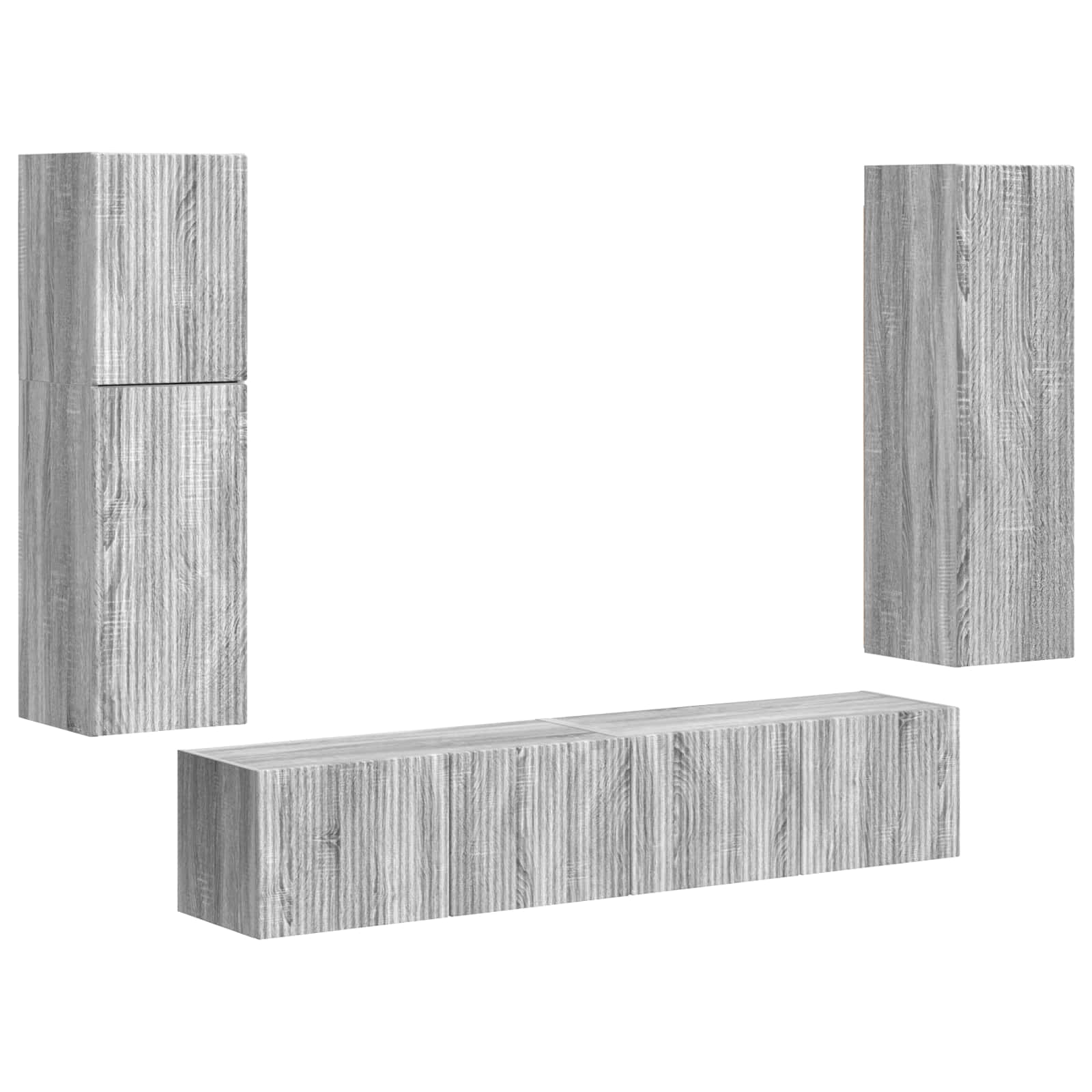 Ensemble meuble TV 4 pcs Gris Sonoma Bois d'ingénierie - XIOS