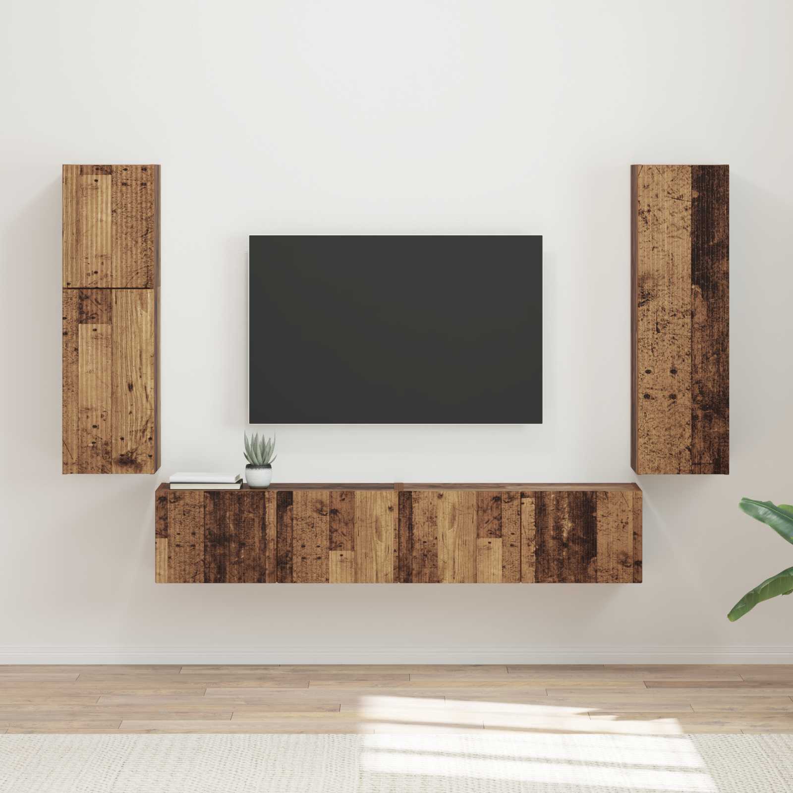 Ensemble meuble TV 4 pcs Bois ancien Bois d'ingénierie - XIOS
