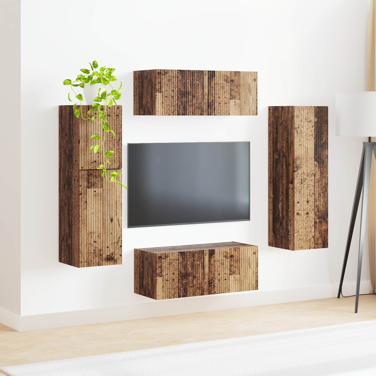 Ensemble meuble TV 4 pcs Bois ancien Bois d'ingénierie - XIOS