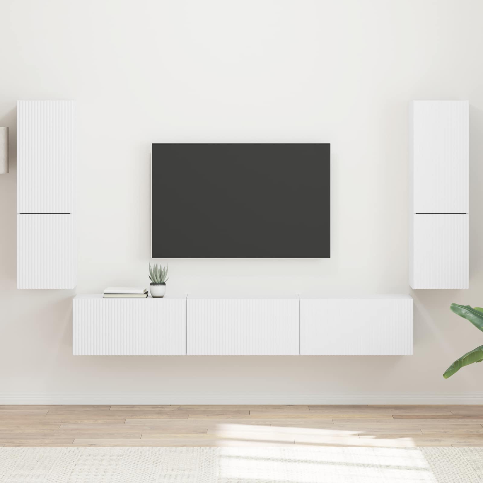 Ensemble meuble TV Montage mural 4 pcs Blanc Bois d'ingénierie - XIOS
