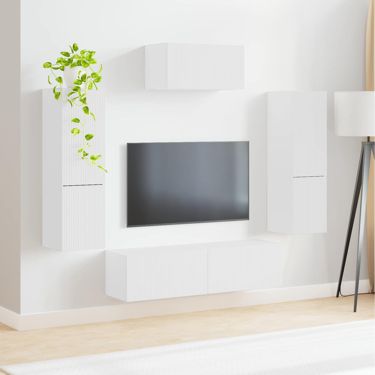 Ensemble meuble TV 4 pc Blanc Bois d'ingénierie