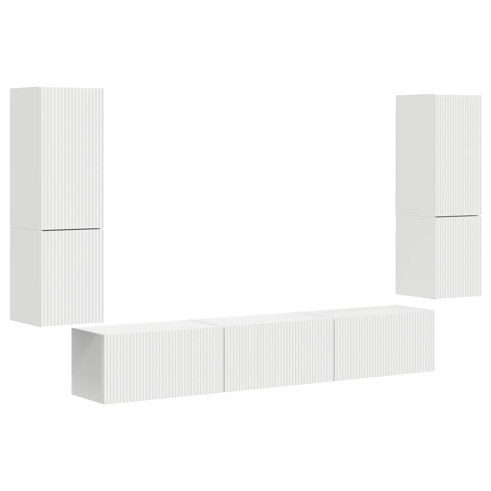 Ensemble meuble TV Montage mural 4 pcs Blanc Bois d'ingénierie - XIOS